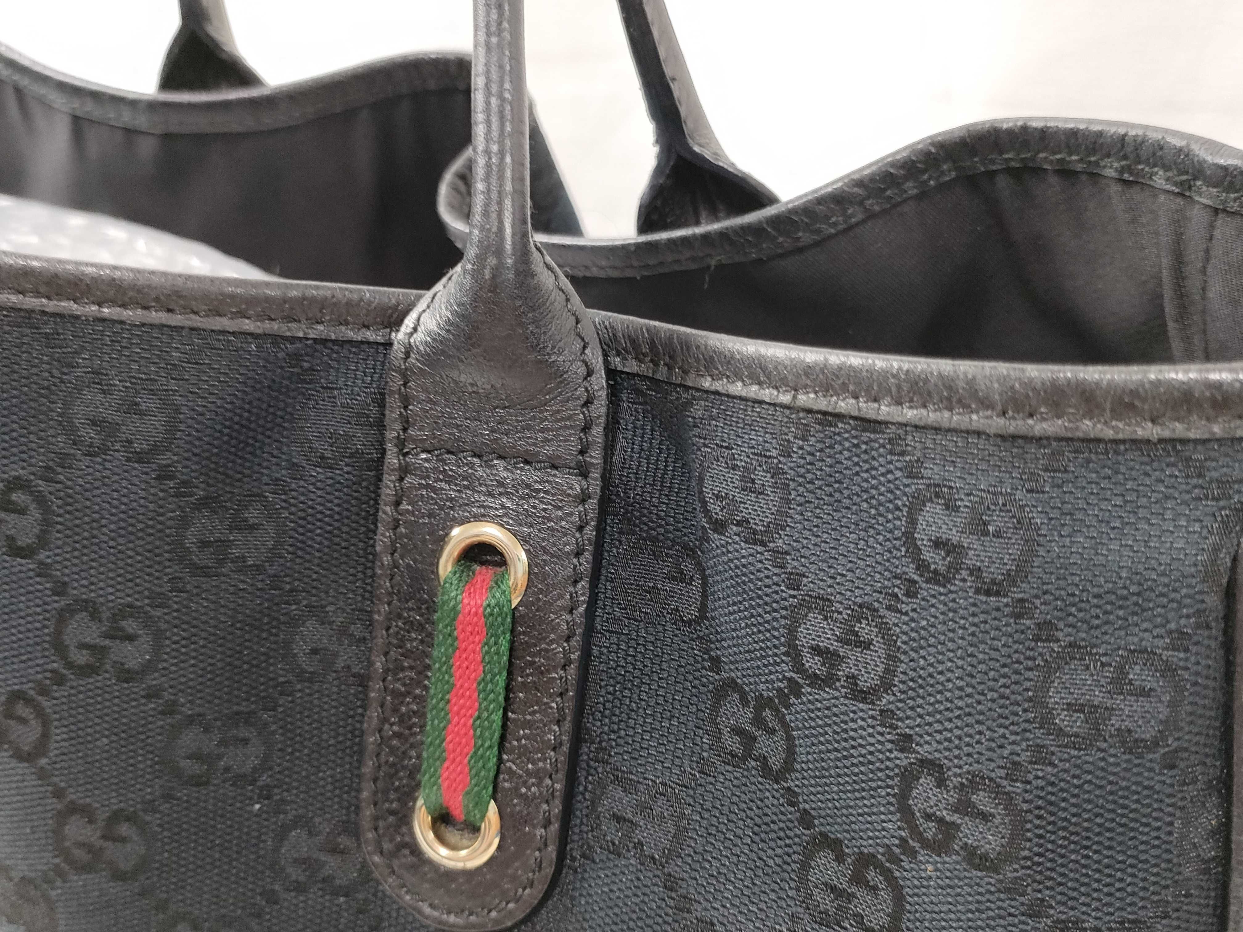 GG Canvas Sherry Line Black Shoulder Bag Tote Bag — view 4