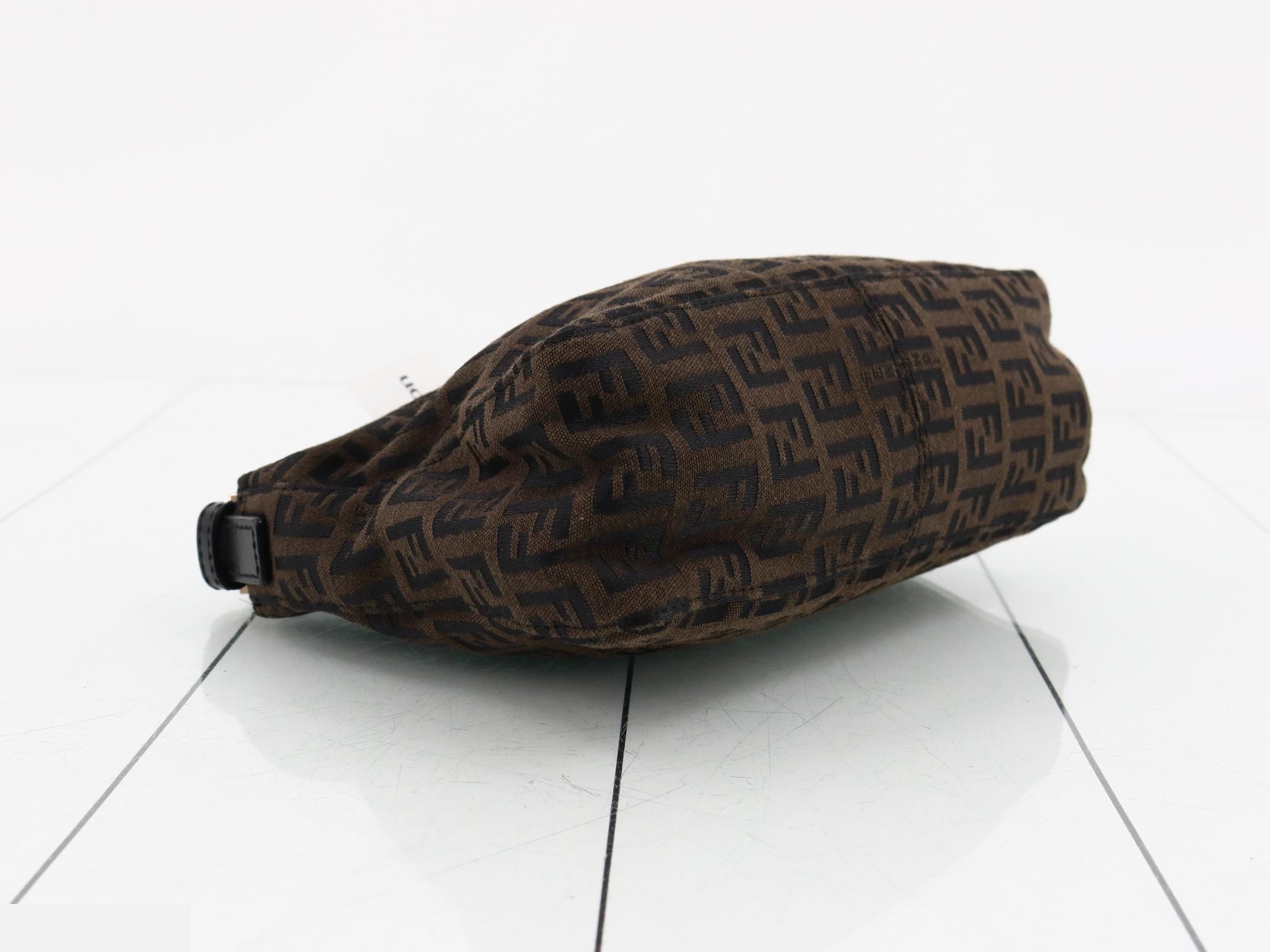 Zucchino Shoulder Bag, Canvas/Leather, Dark Brown — view 5