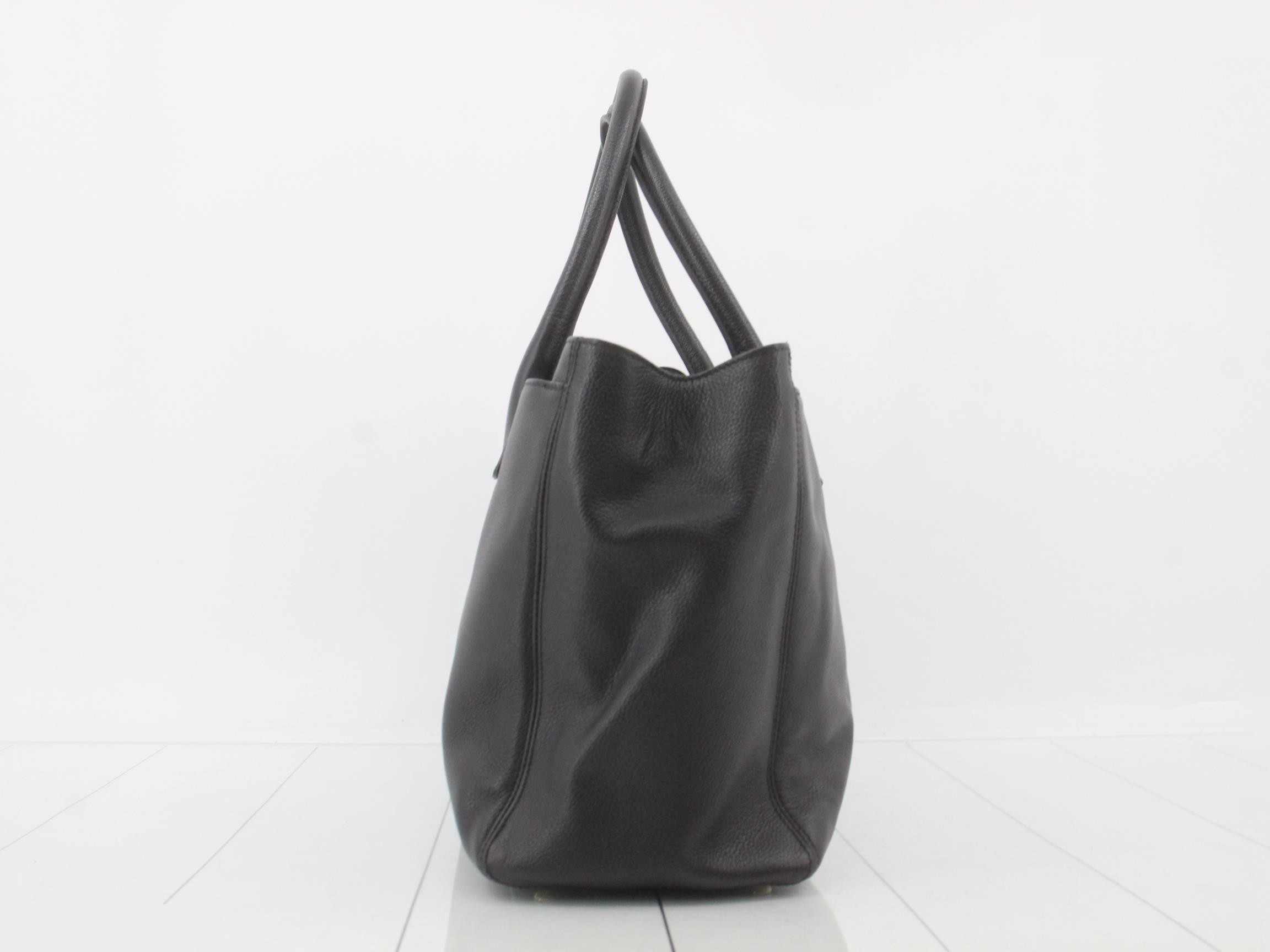 Executive Tote Leather Turnlock 2-Way Tote Bag, Black — view 3