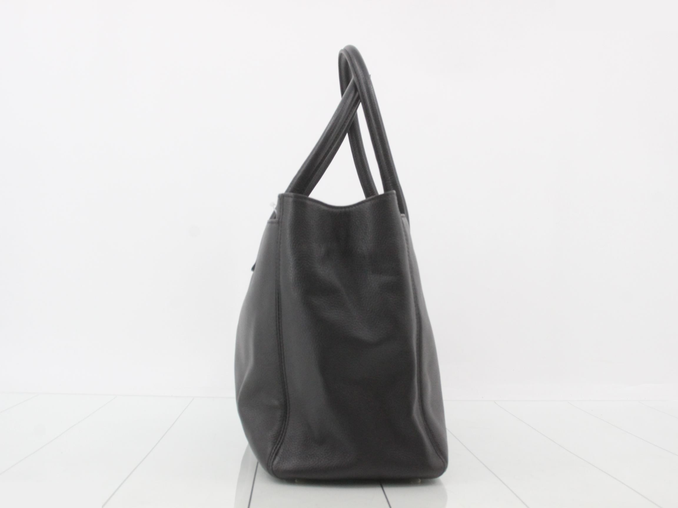 Executive Tote Leather Turnlock 2-Way Tote Bag, Black — view 4