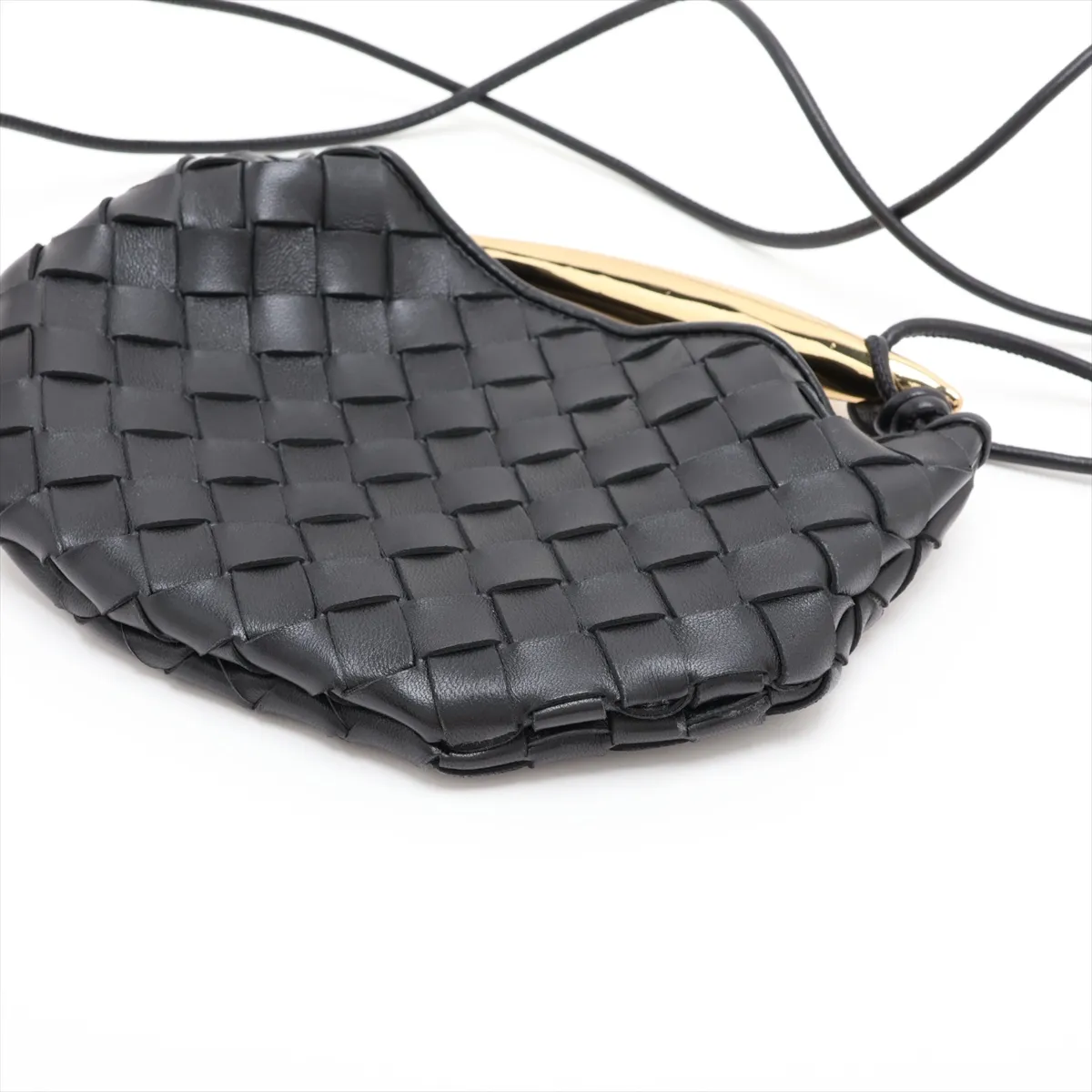 Intrecciato Mini Sardine Leather 2-Way Shoulder Bag, Black — view 3