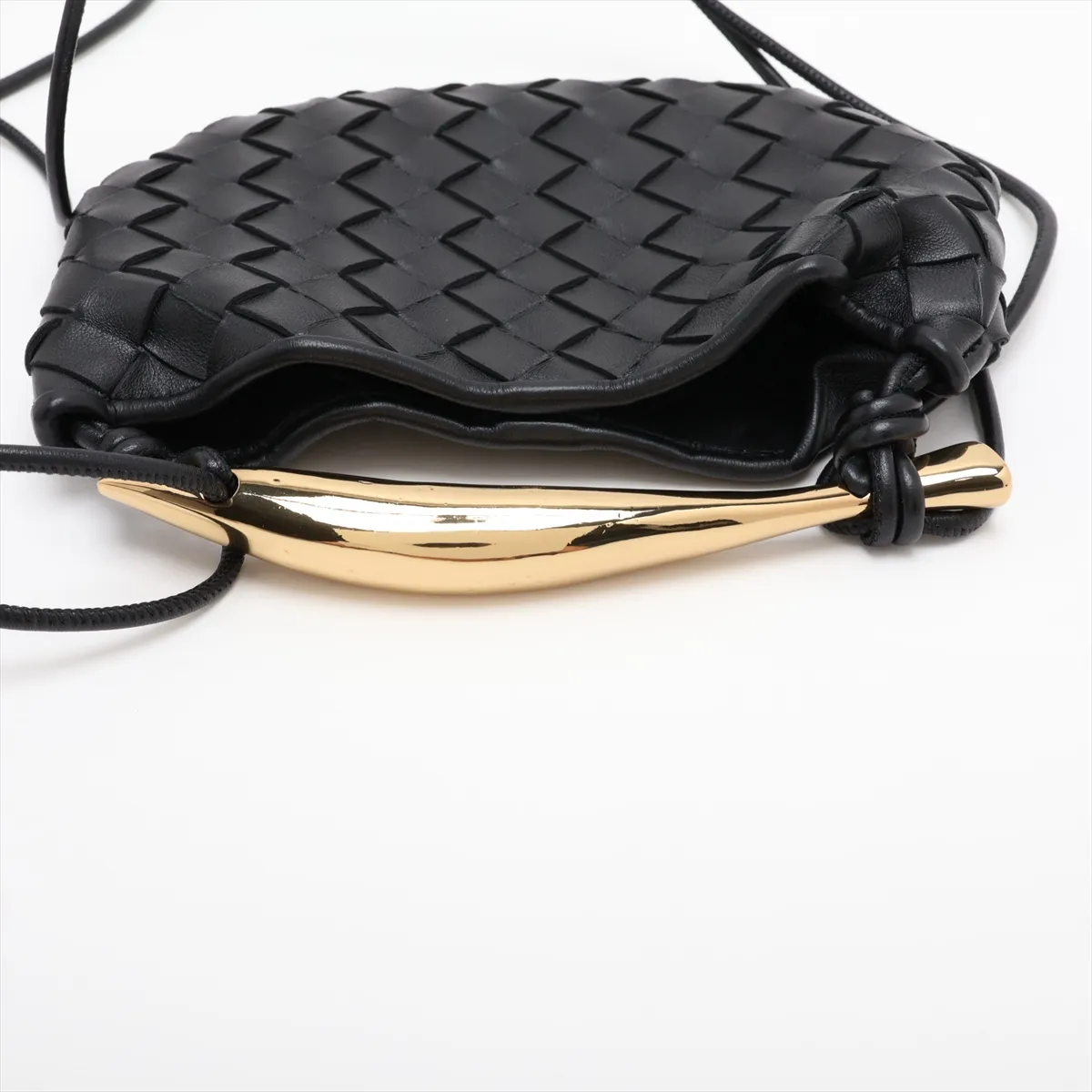 Intrecciato Mini Sardine Leather 2-Way Shoulder Bag, Black — view 5