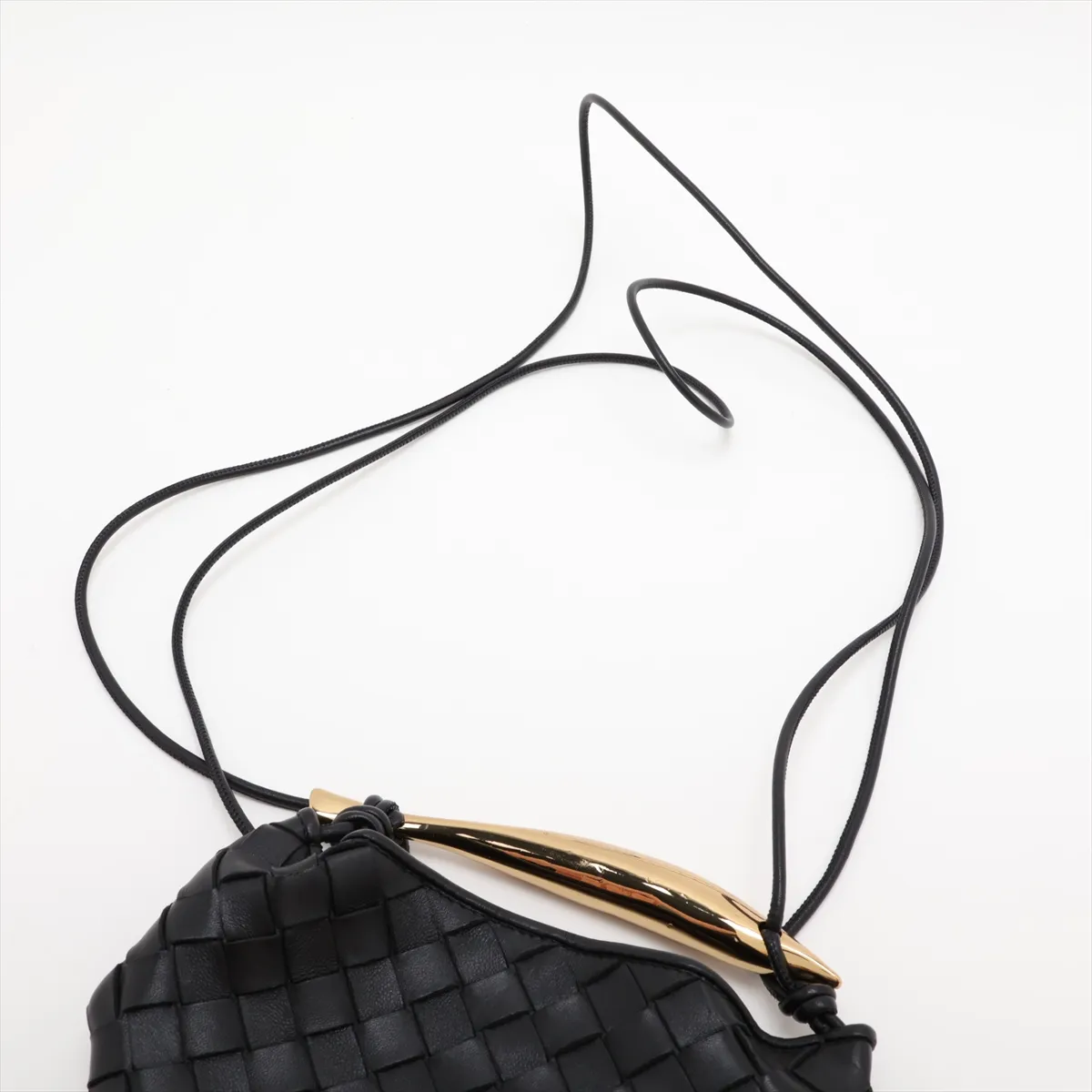 Intrecciato Mini Sardine Leather 2-Way Shoulder Bag, Black — view 7