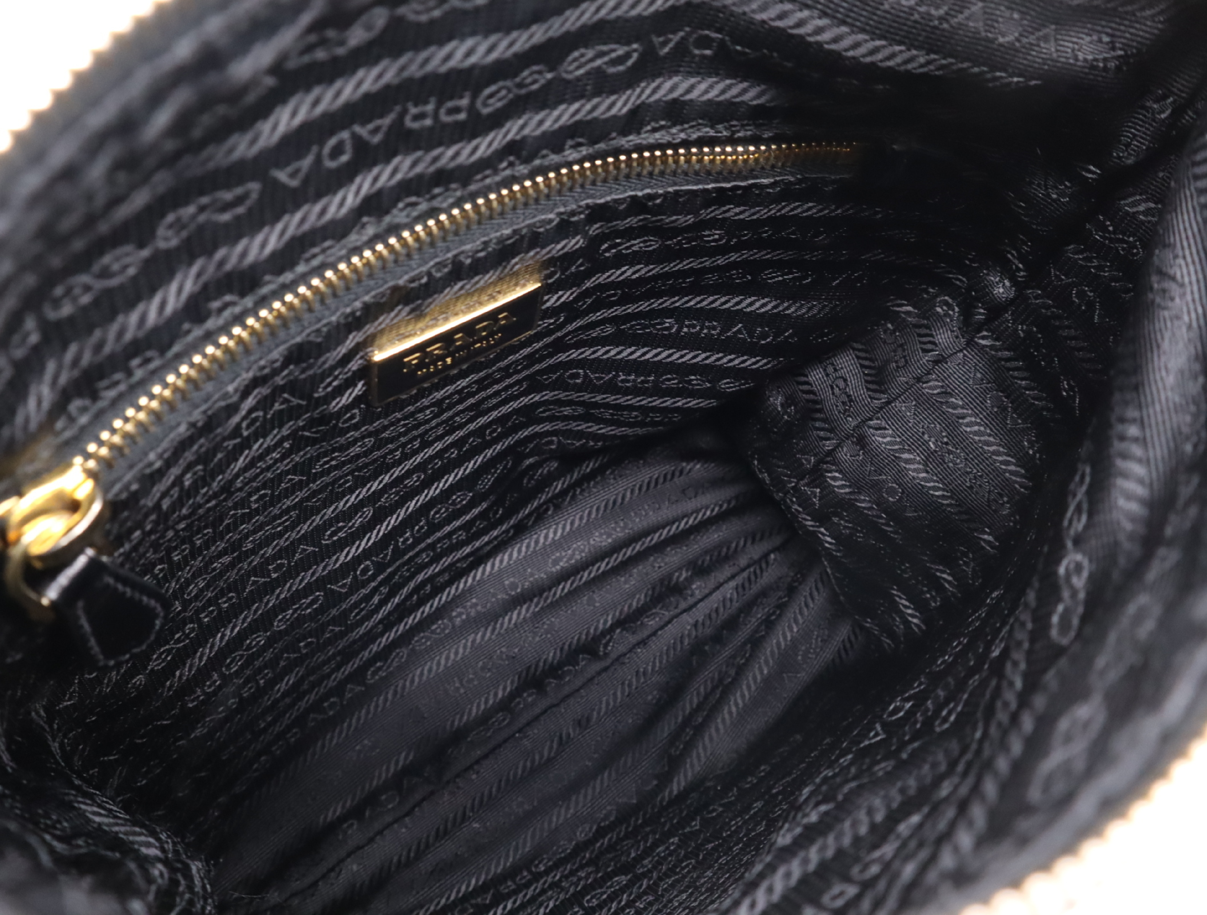 BT0711 Nylon Triangle Logo Shoulder Bag with Dust Bag, Black, Gold Hardware — view 11