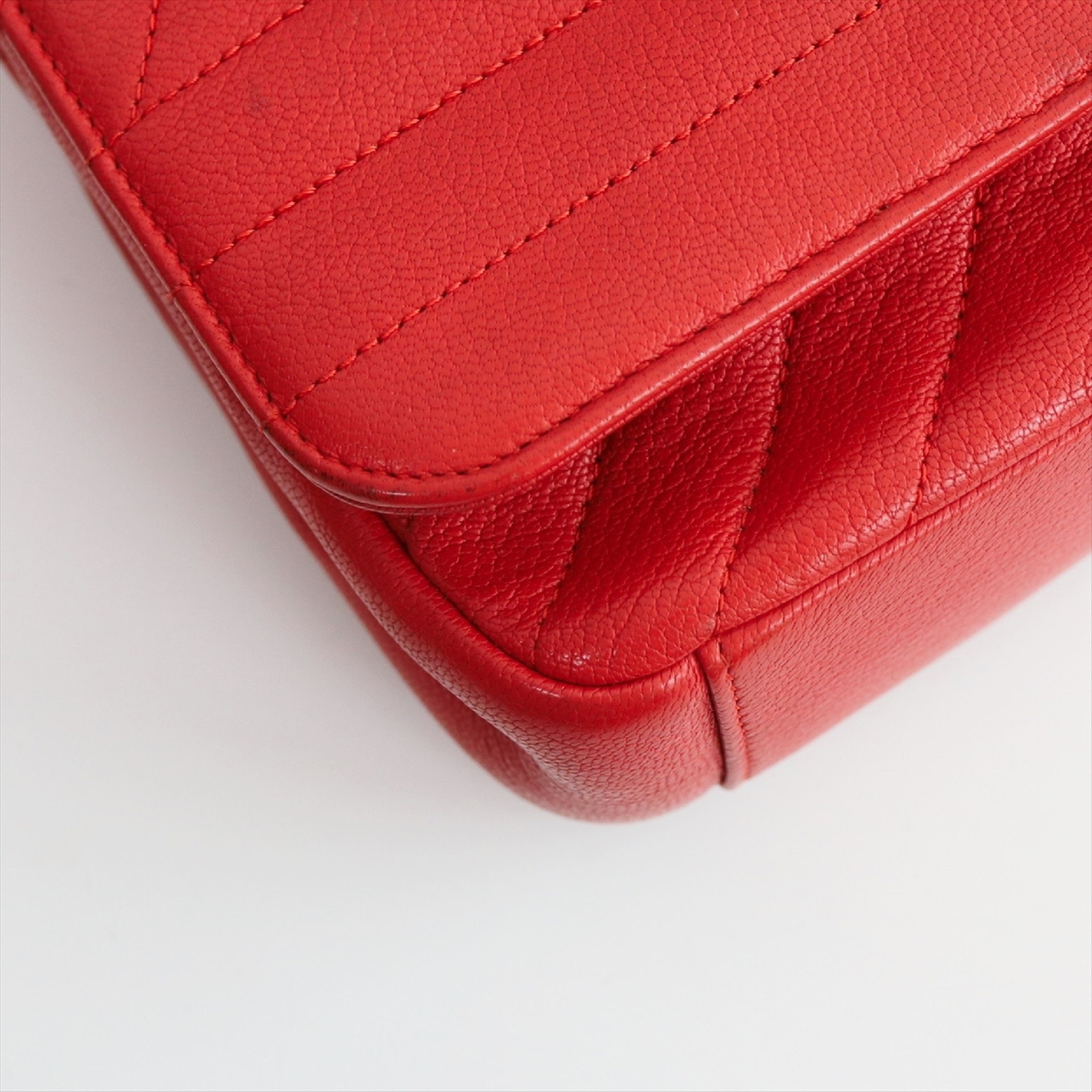 Bias Stitch Double Chain Shoulder Bag with Gold Hardware — view 5