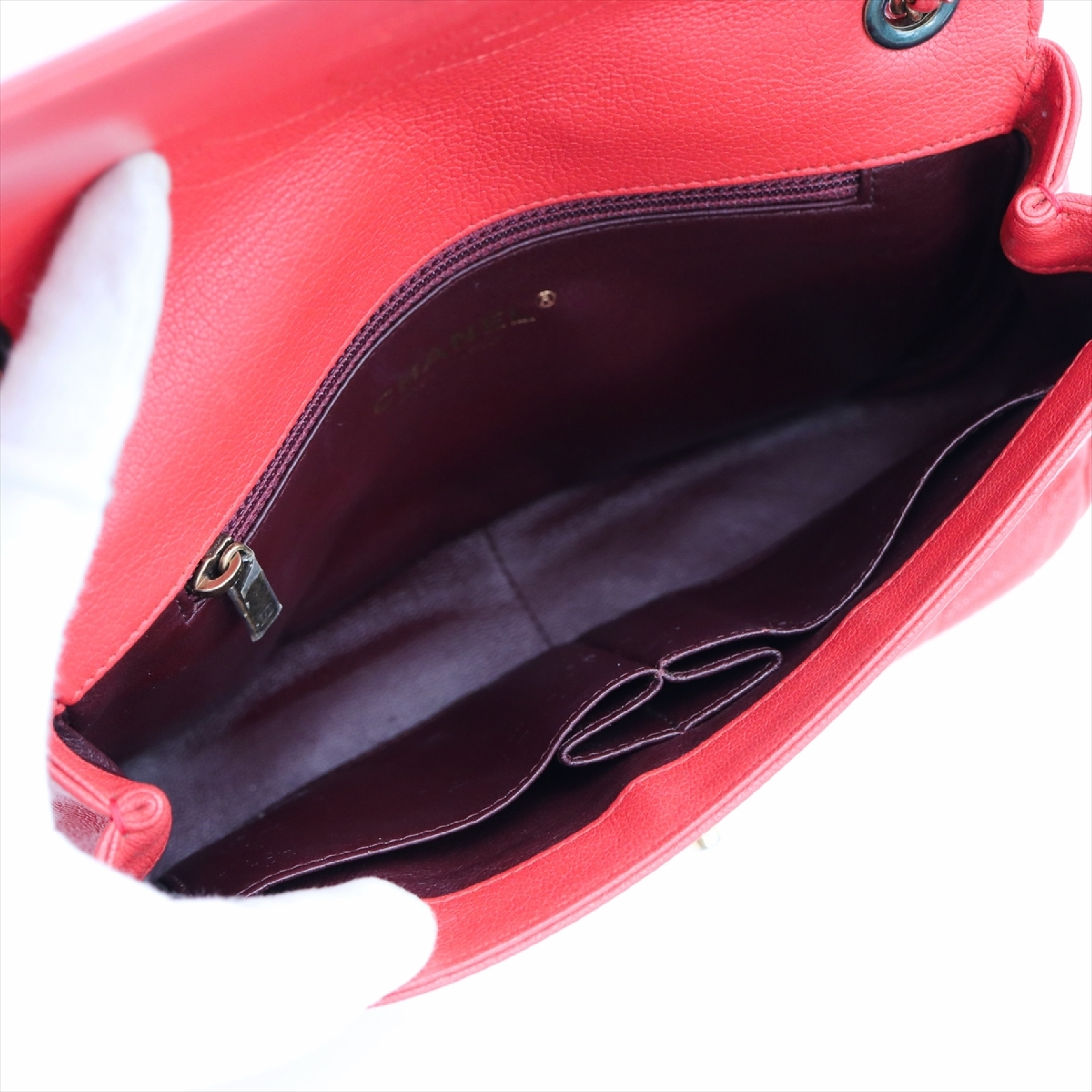 Bias Stitch Double Chain Shoulder Bag with Gold Hardware — view 10