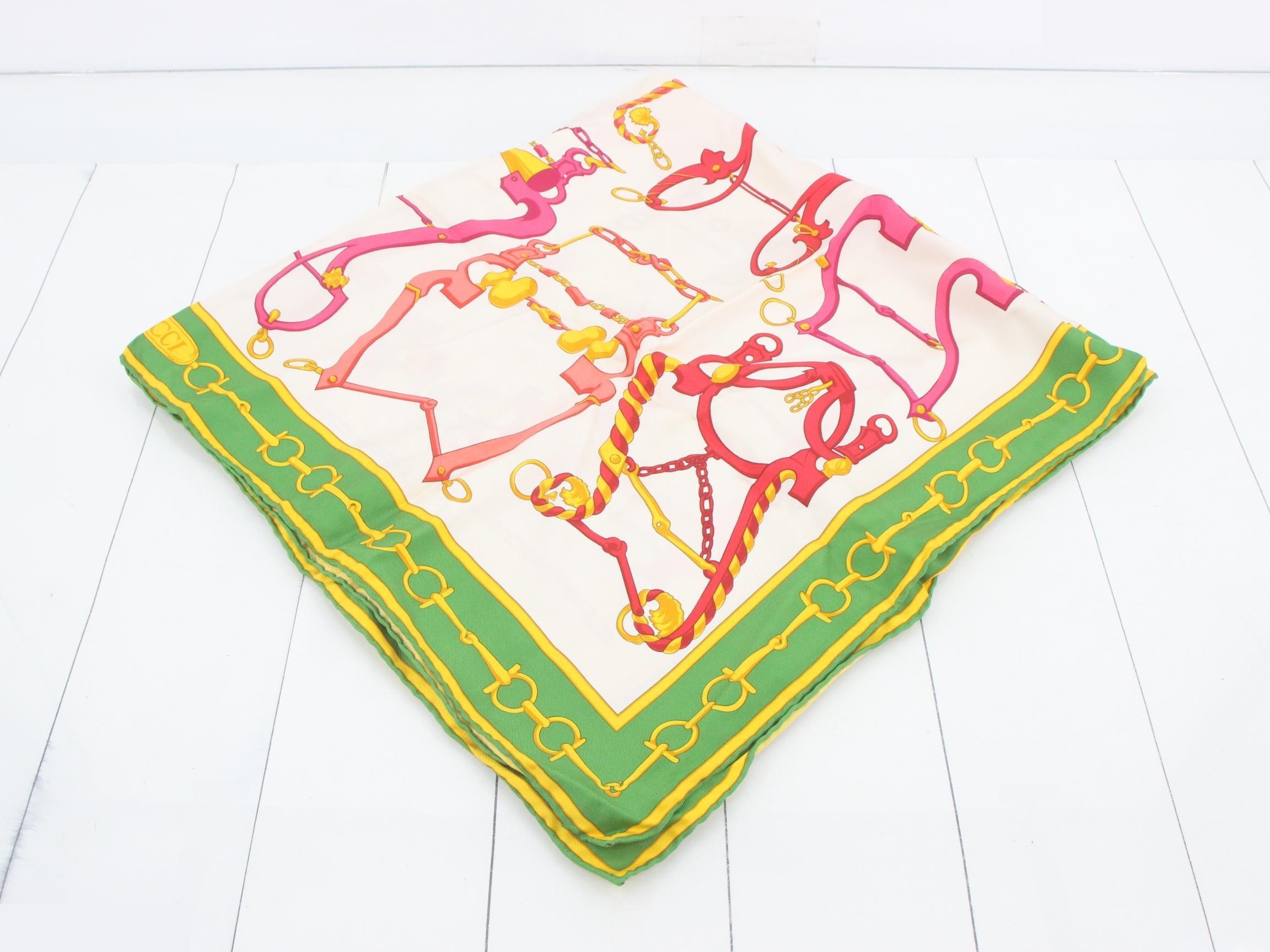 large silk scarf with chain — view 2