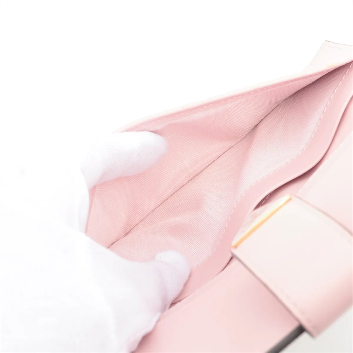 Saffiano Triangle Logo 1MV025 Leather Long Wallet Gray x Pink — view 5