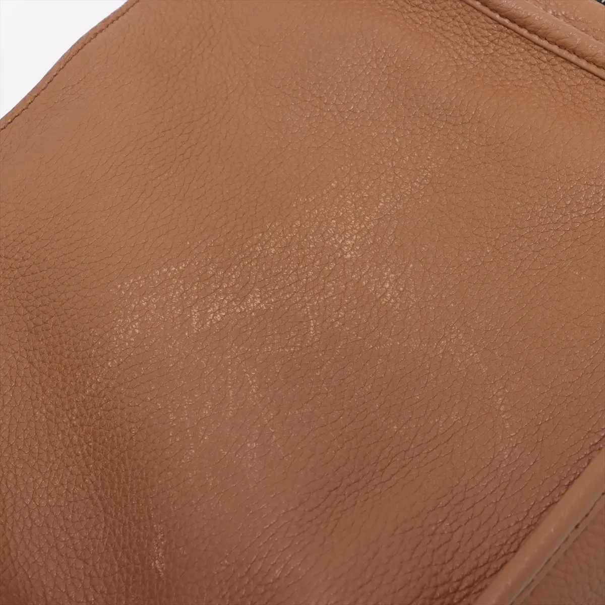 Vitello Dino Soft Leather Shoulder Bag Brown External Zipper — view 14