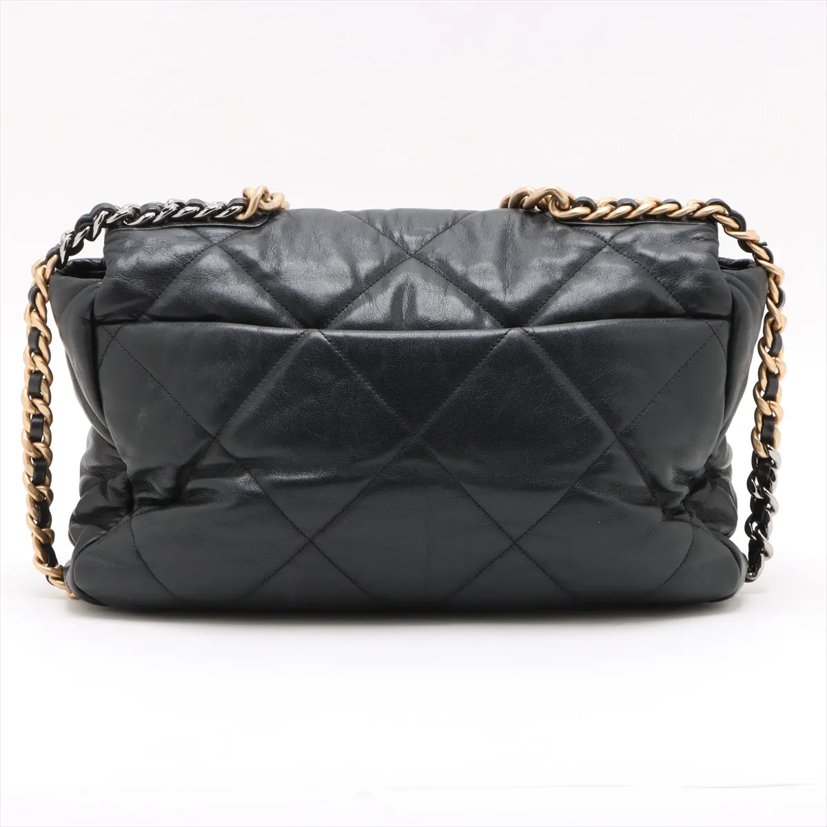 19 Large Lambskin Chain Shoulder Bag Black Gold x Silver Hardware 30435962 30s AS1162 — view 2