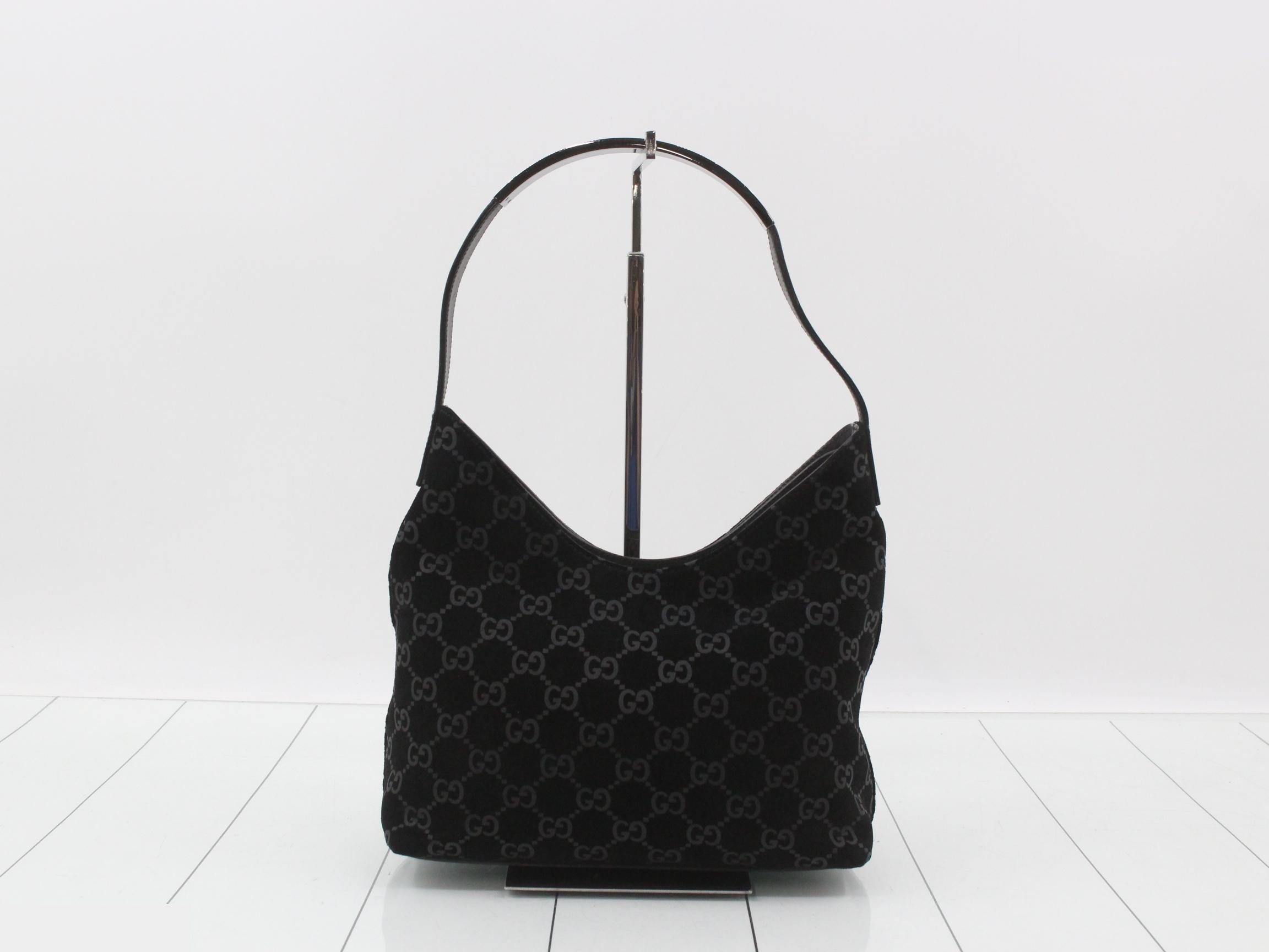 GG pattern one-shoulder bag, Noir suede, 001 3778 — view 2