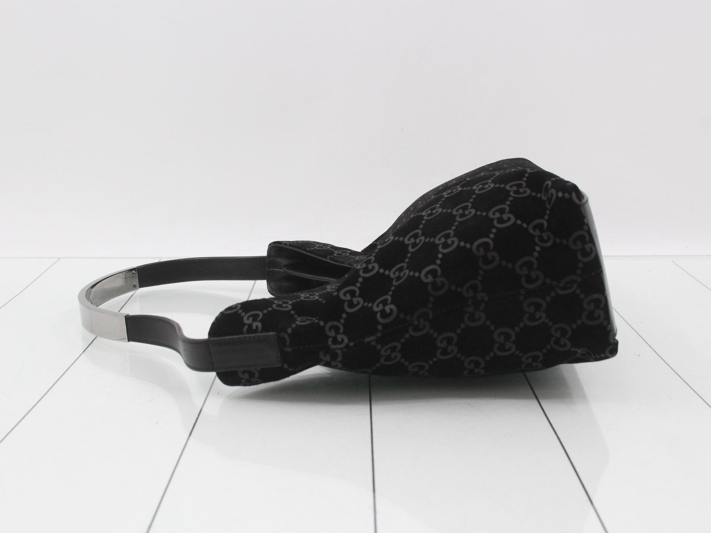 GG pattern one-shoulder bag, Noir suede, 001 3778 — view 4