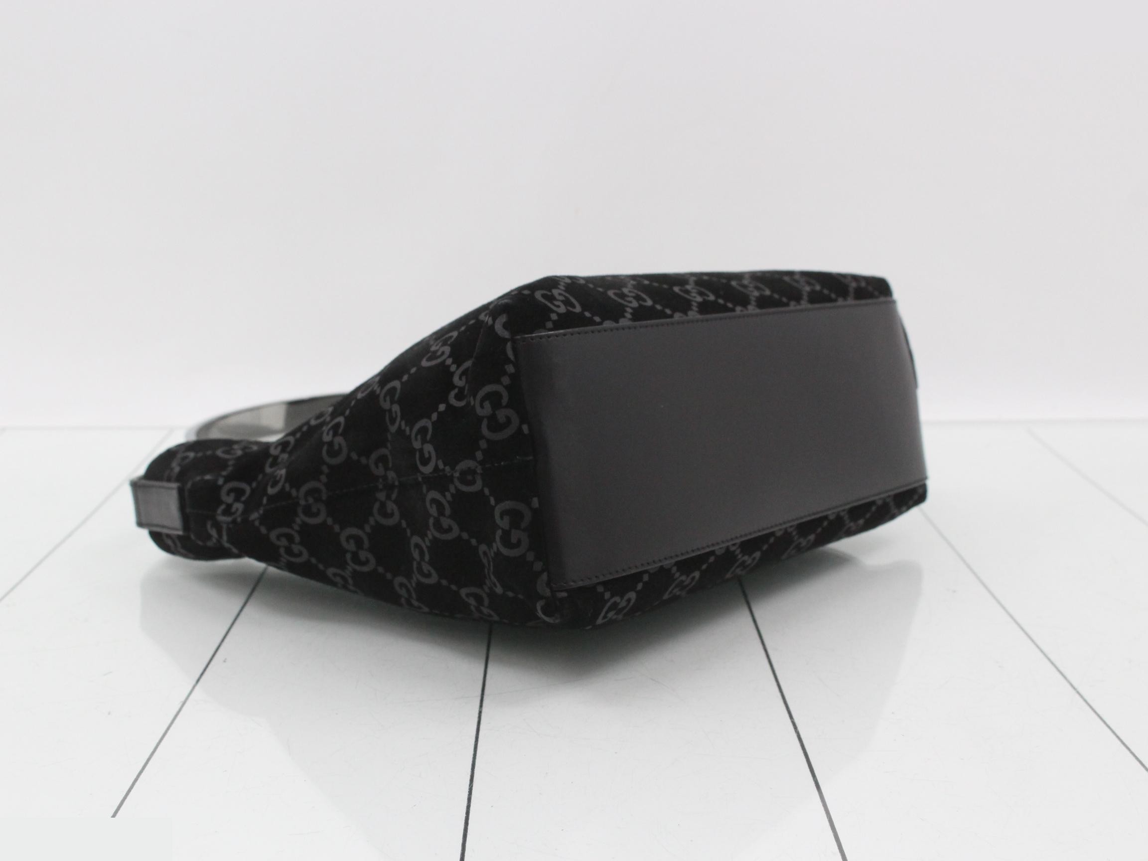 GG pattern one-shoulder bag, Noir suede, 001 3778 — view 5