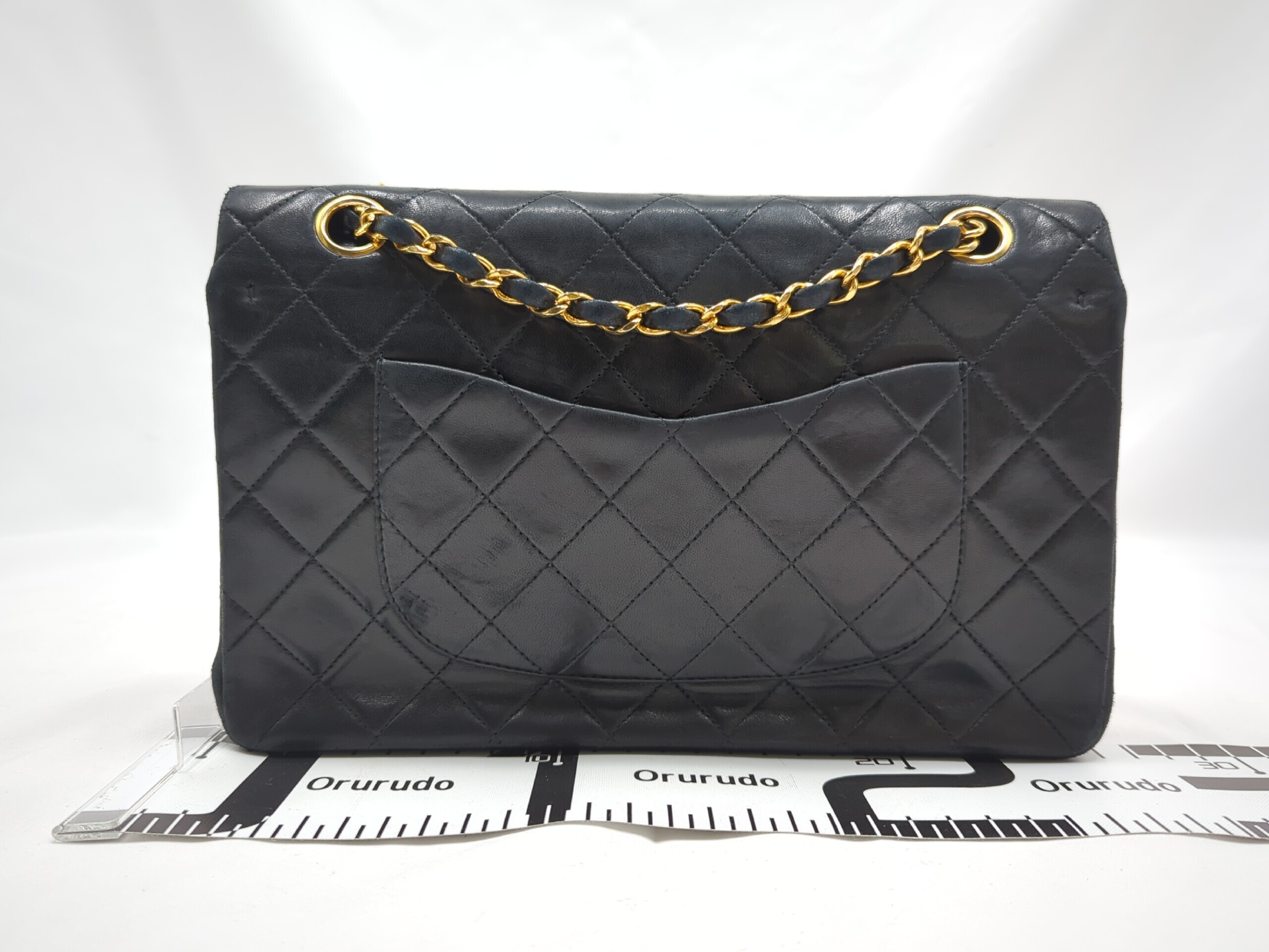 Lambskin Double Flap 25 Black Gold Hardware Shoulder Bag — view 2