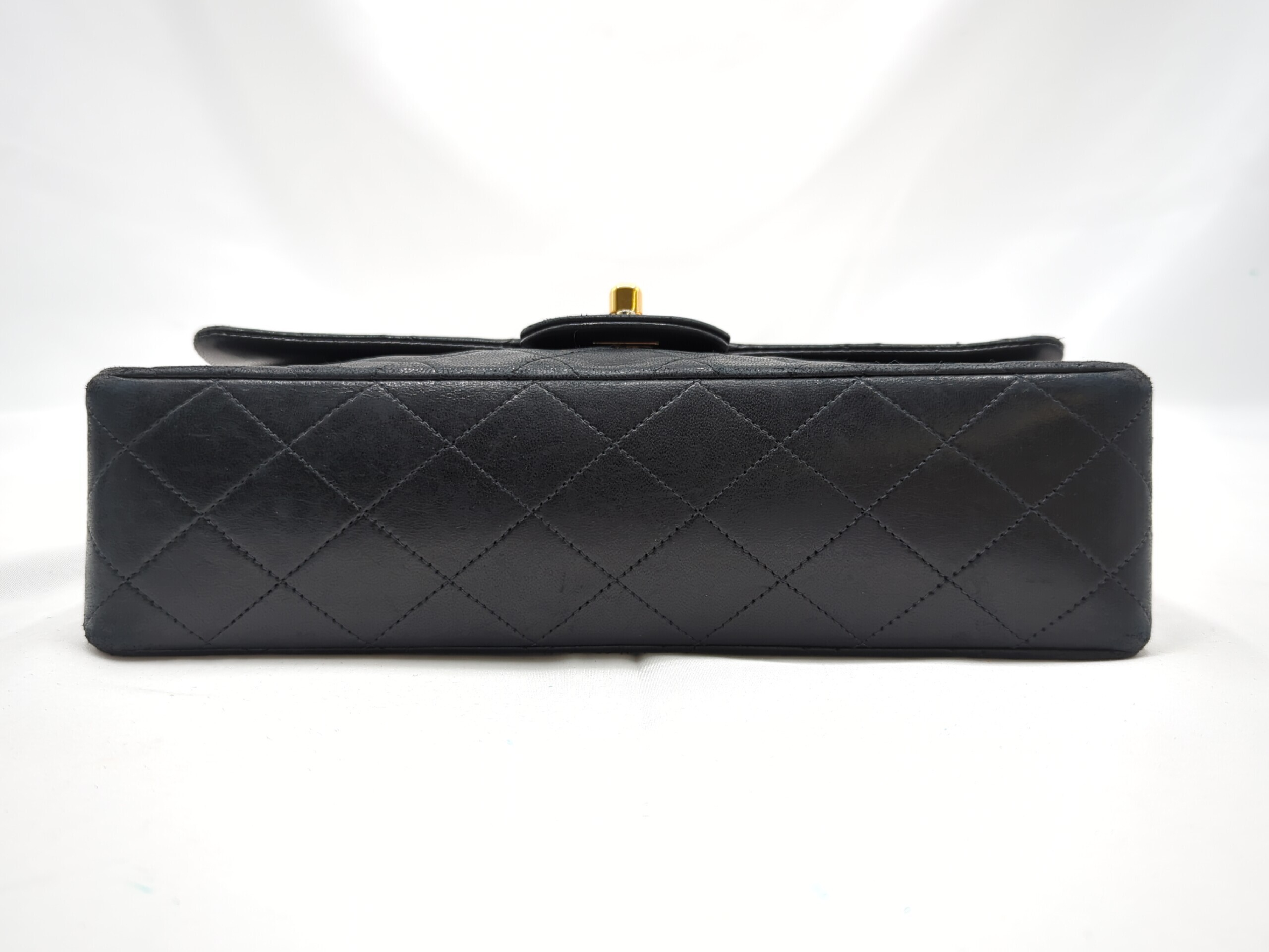 Lambskin Double Flap 25 Black Gold Hardware Shoulder Bag — view 5