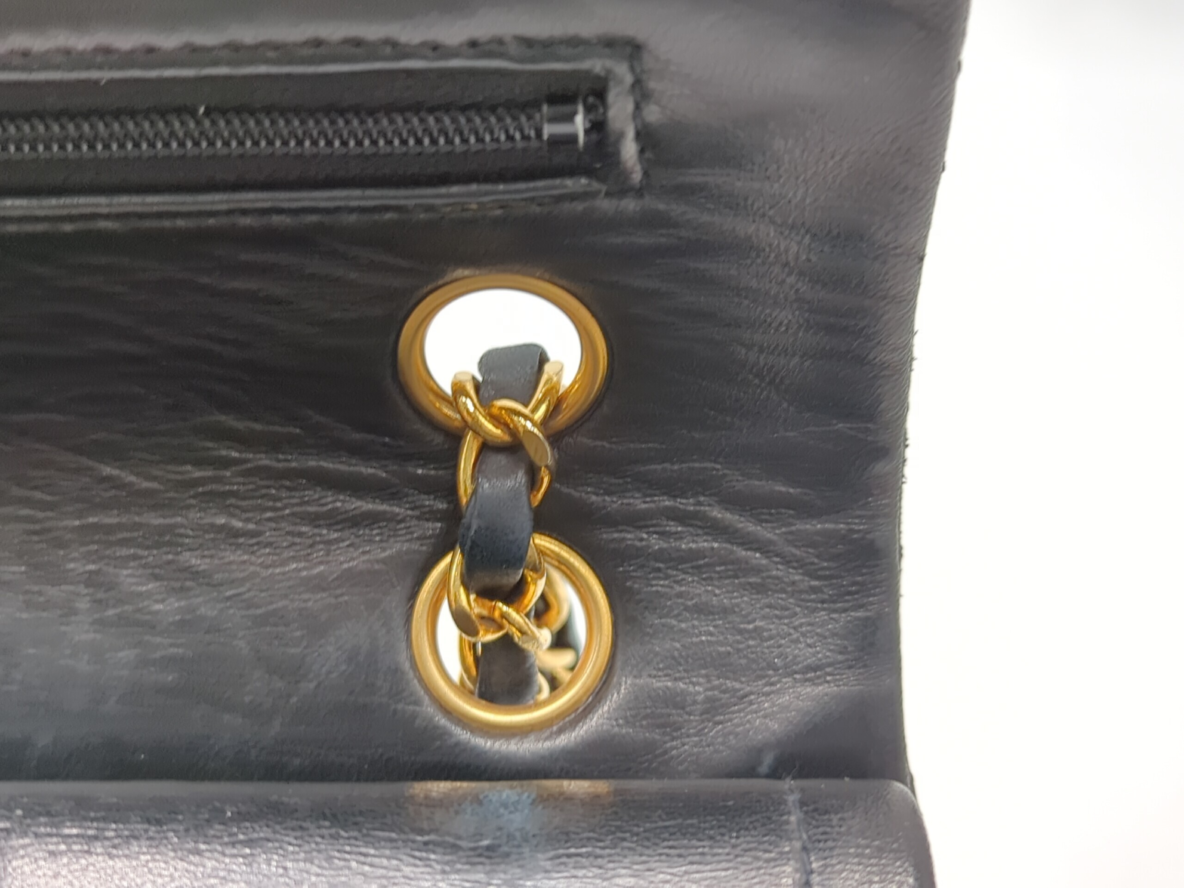Lambskin Double Flap 25 Black Gold Hardware Shoulder Bag — view 8