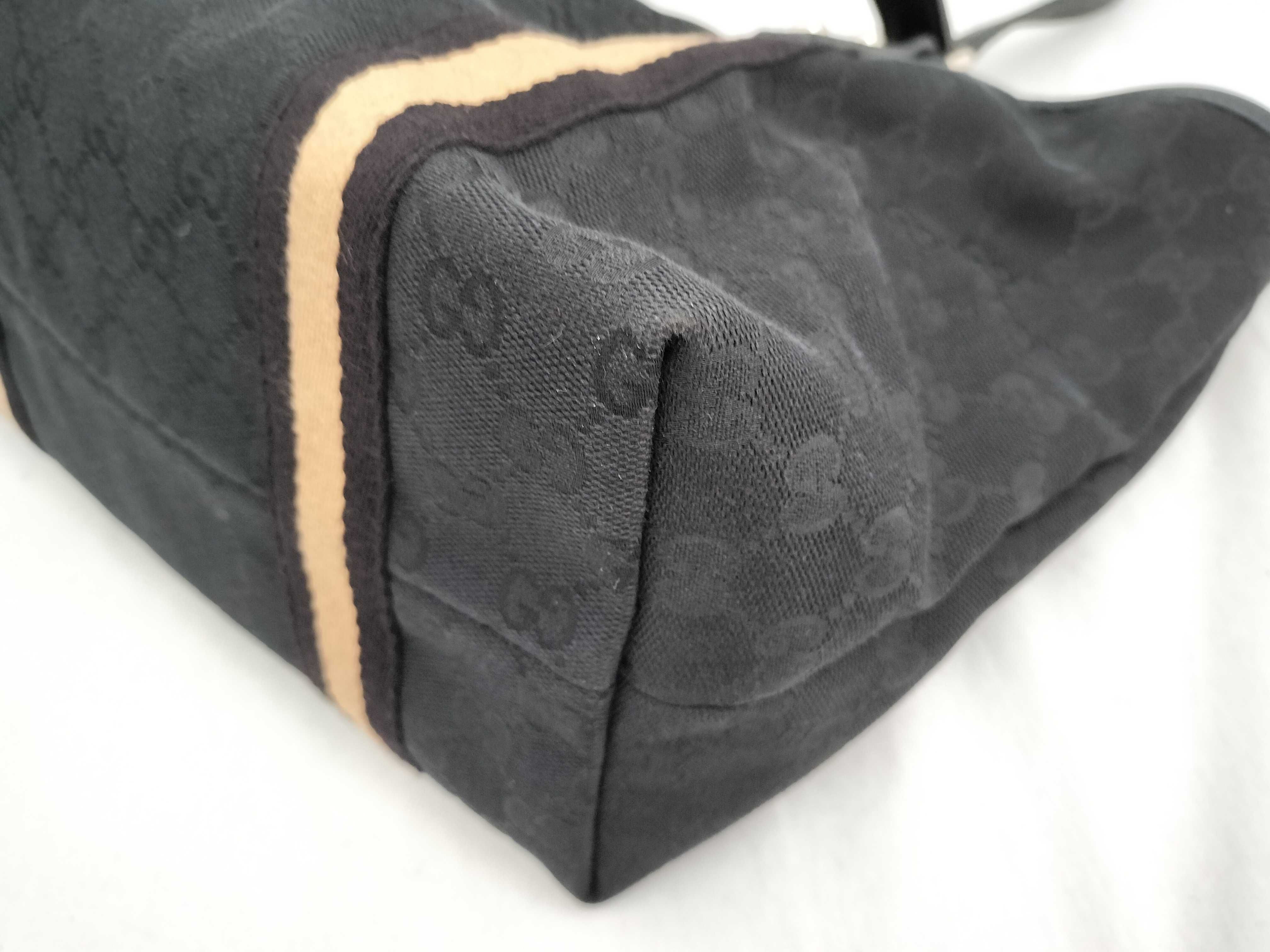 GG Canvas Tote Bag, Black, with Charm — view 6