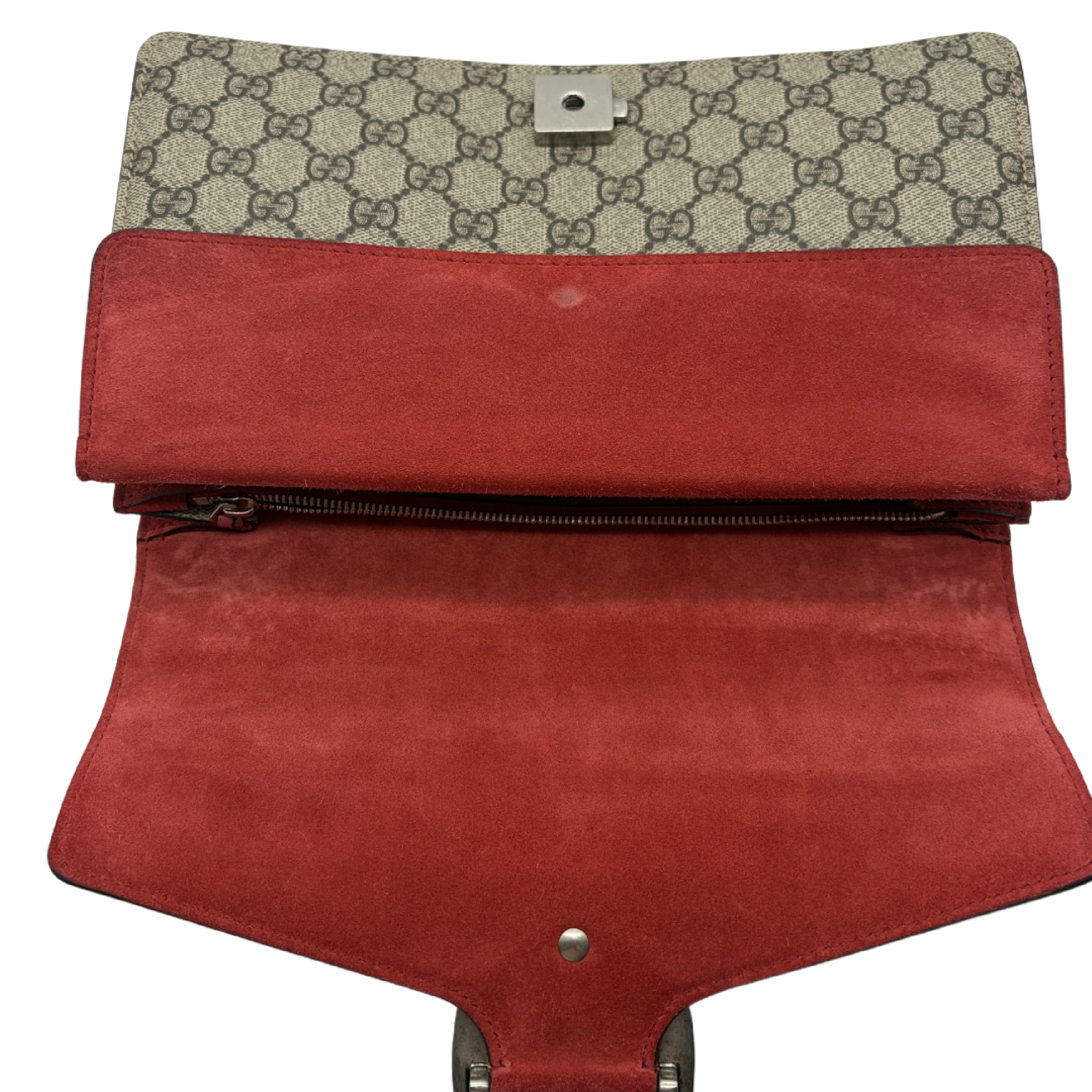 Dionysus GG Supreme Canvas Suede Chain Shoulder Bag, Red — view 11
