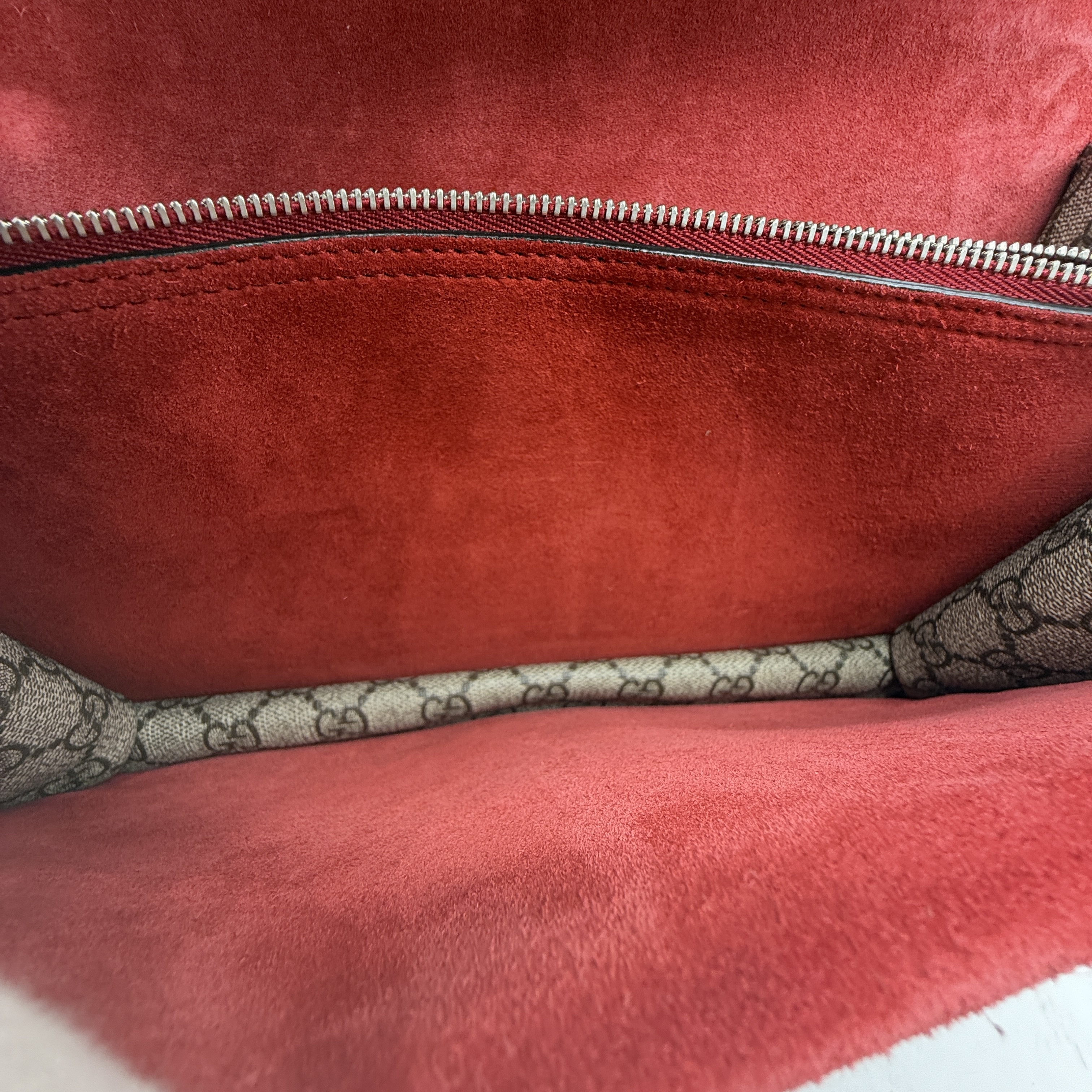 Dionysus GG Supreme Canvas Suede Chain Shoulder Bag, Red — view 14