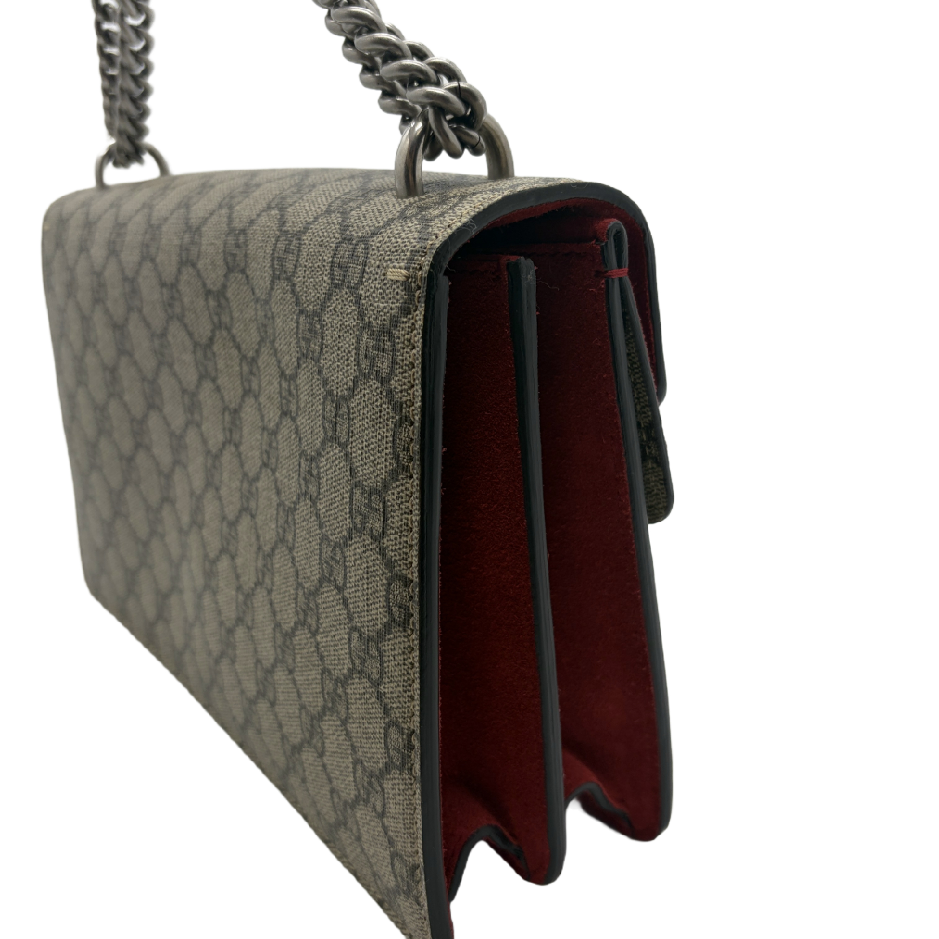 Dionysus GG Supreme Canvas Suede Chain Shoulder Bag, Red — view 3