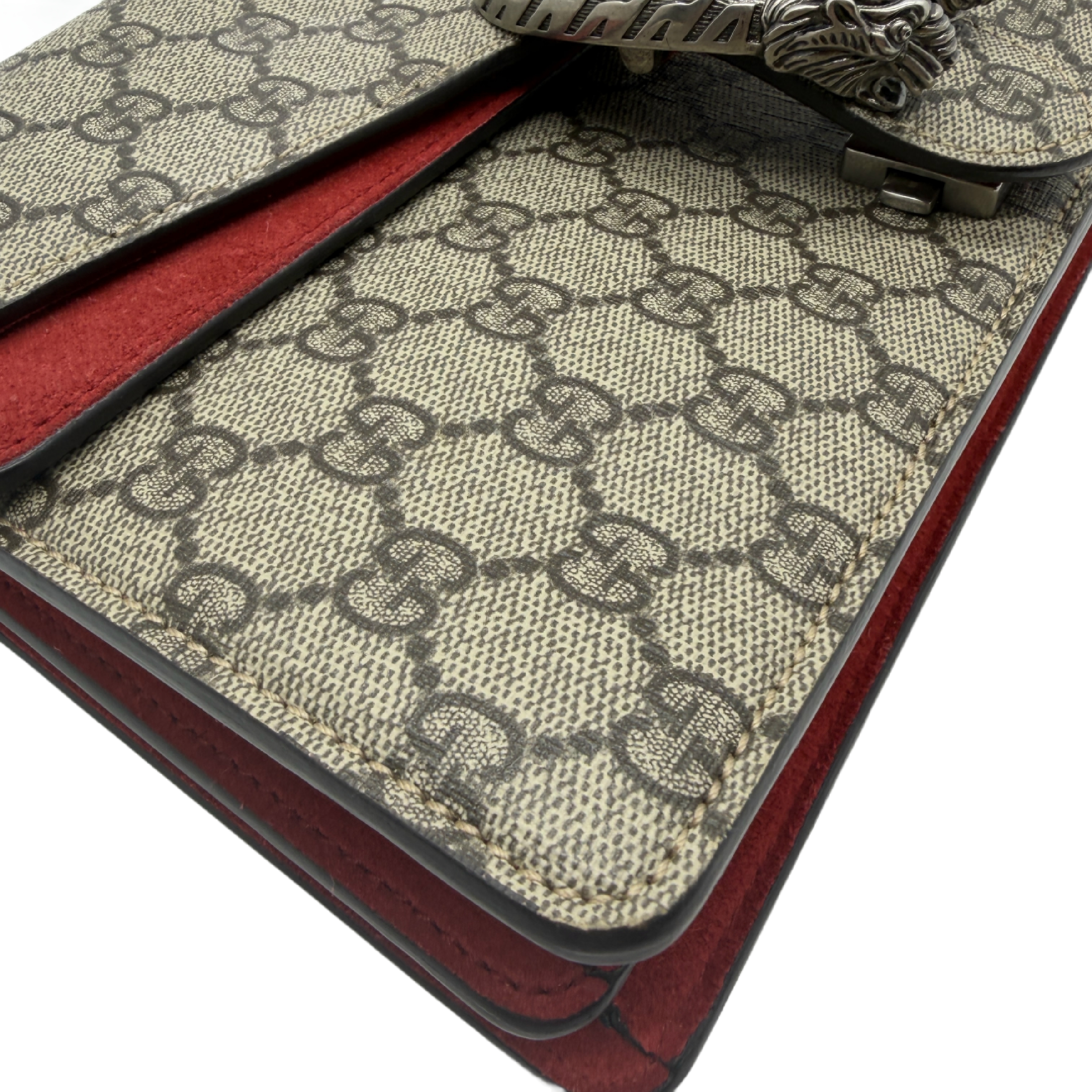 Dionysus GG Supreme Canvas Suede Chain Shoulder Bag, Red — view 5