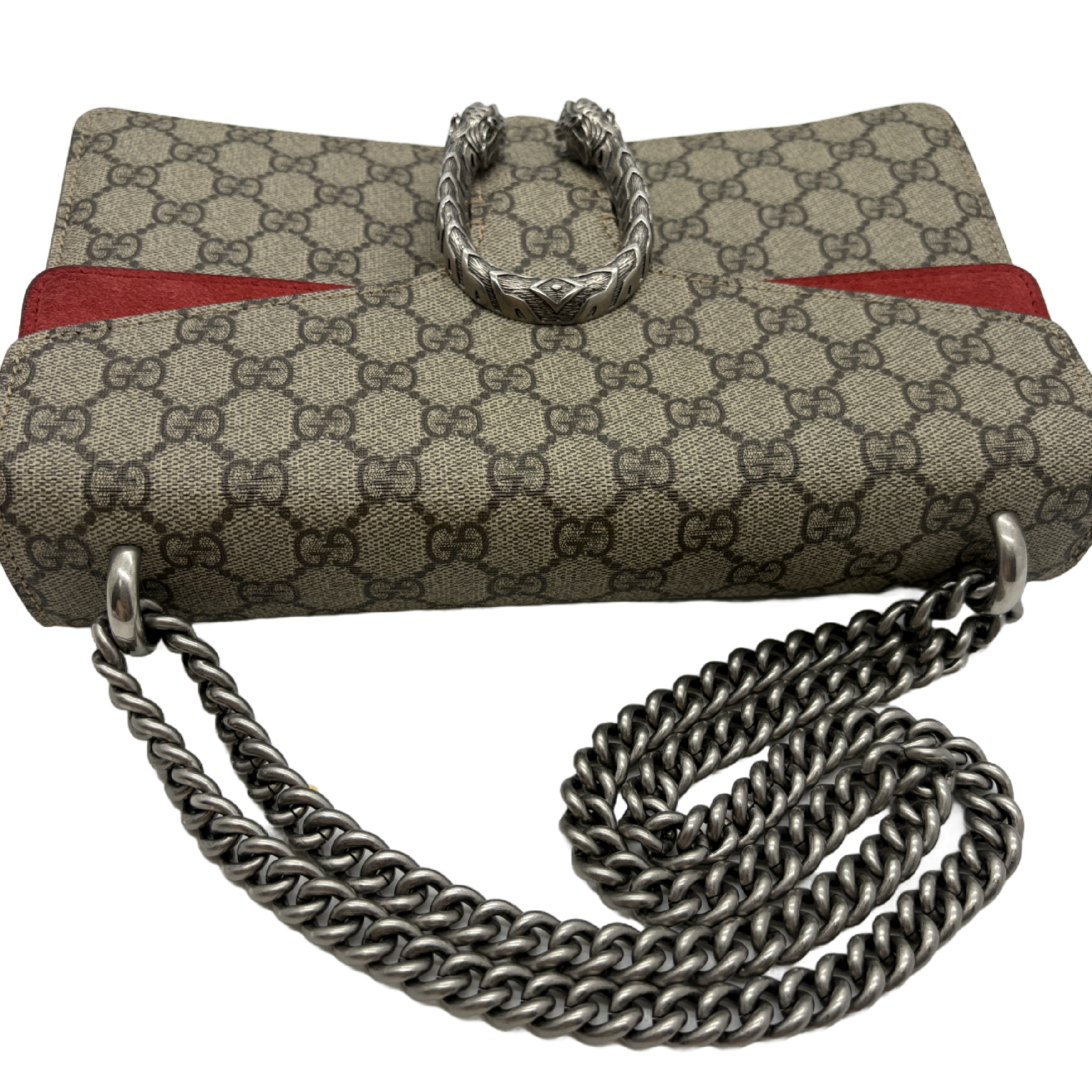 Dionysus GG Supreme Canvas Suede Chain Shoulder Bag, Red — view 10