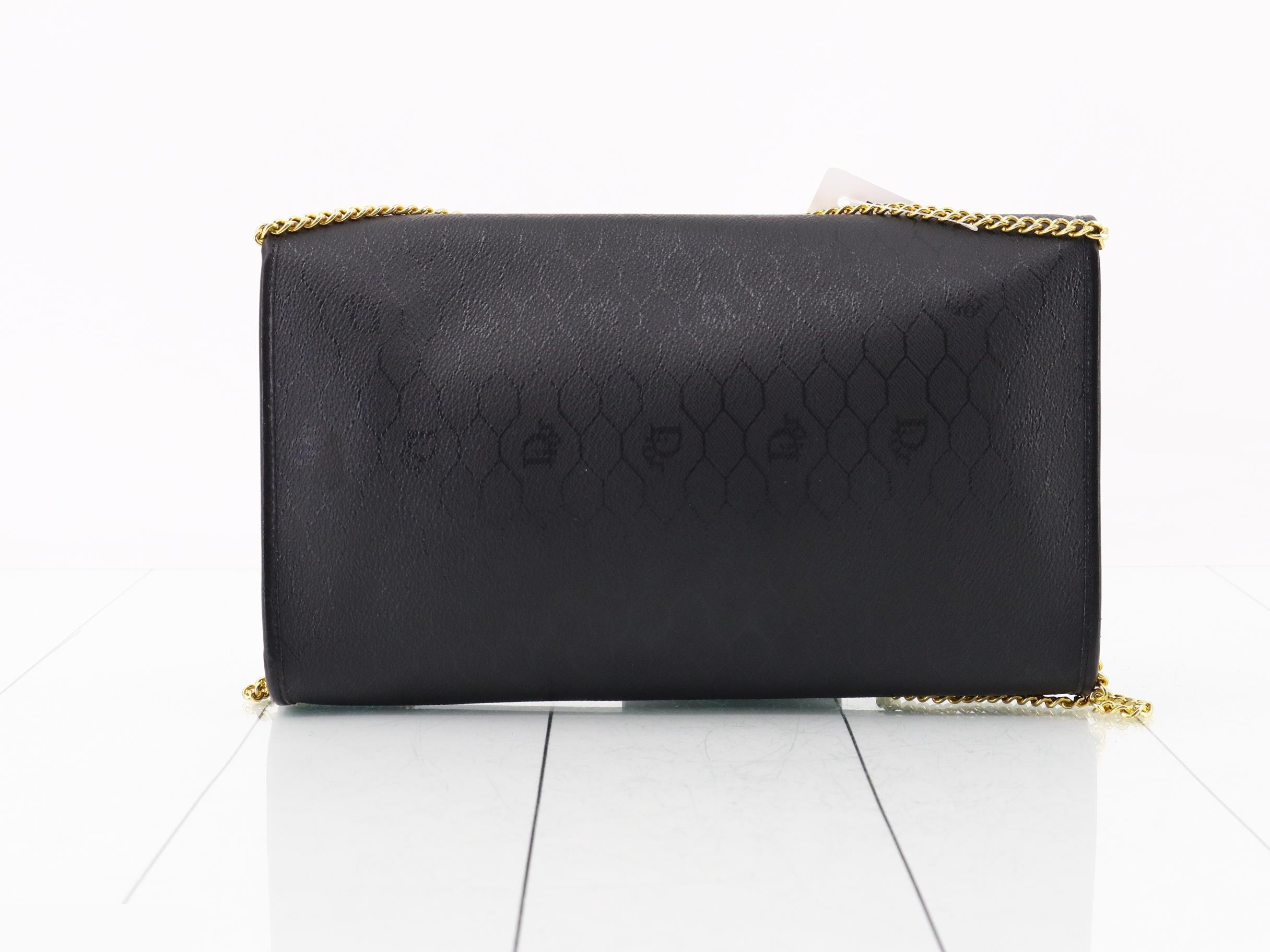 Honeycomb Chain Shoulder Bag, Black, Gold Hardware — view 2