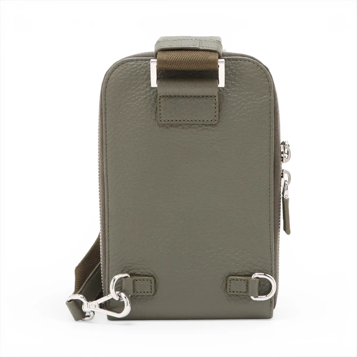 phone pouch leather shoulder bag khaki — view 2