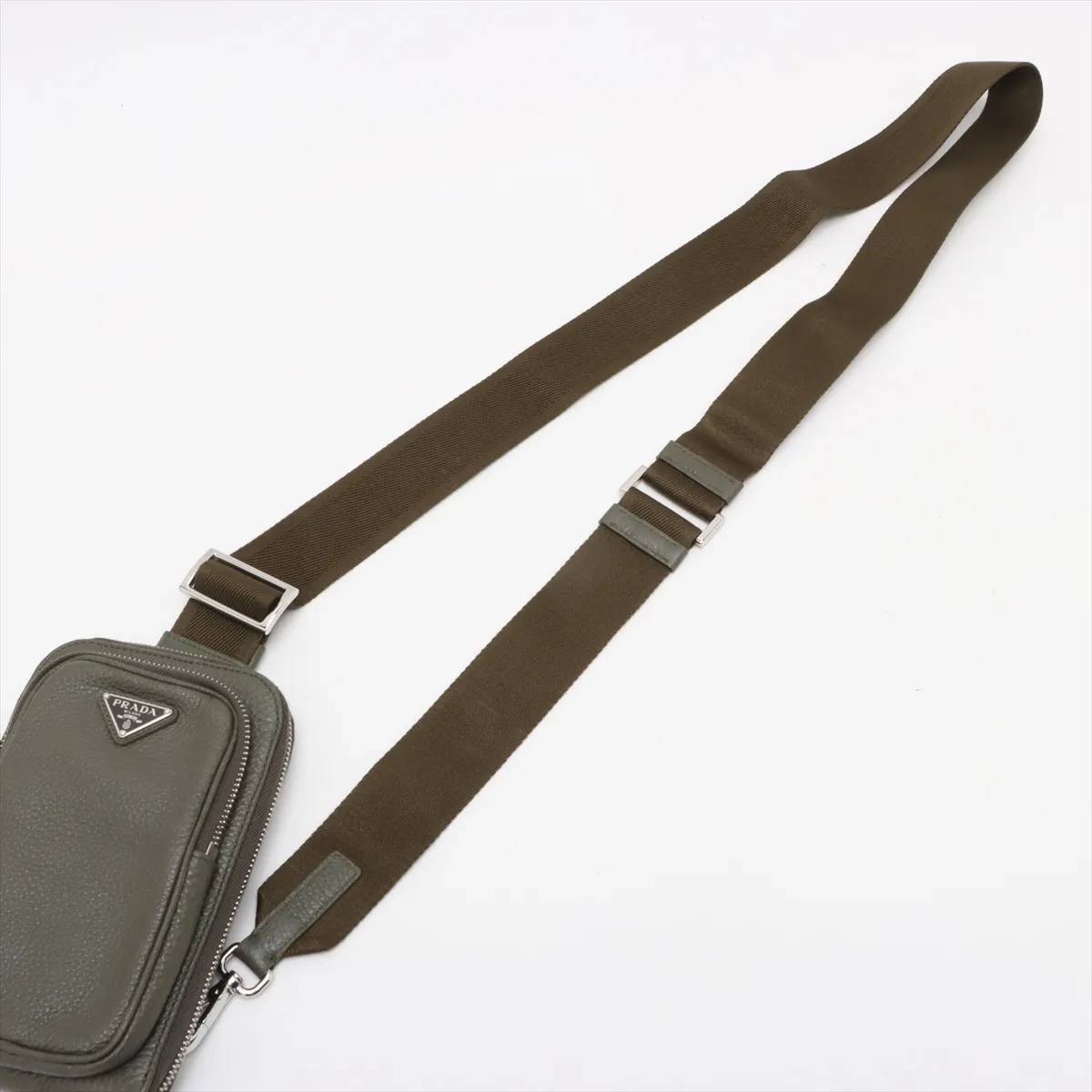 phone pouch leather shoulder bag khaki — view 5