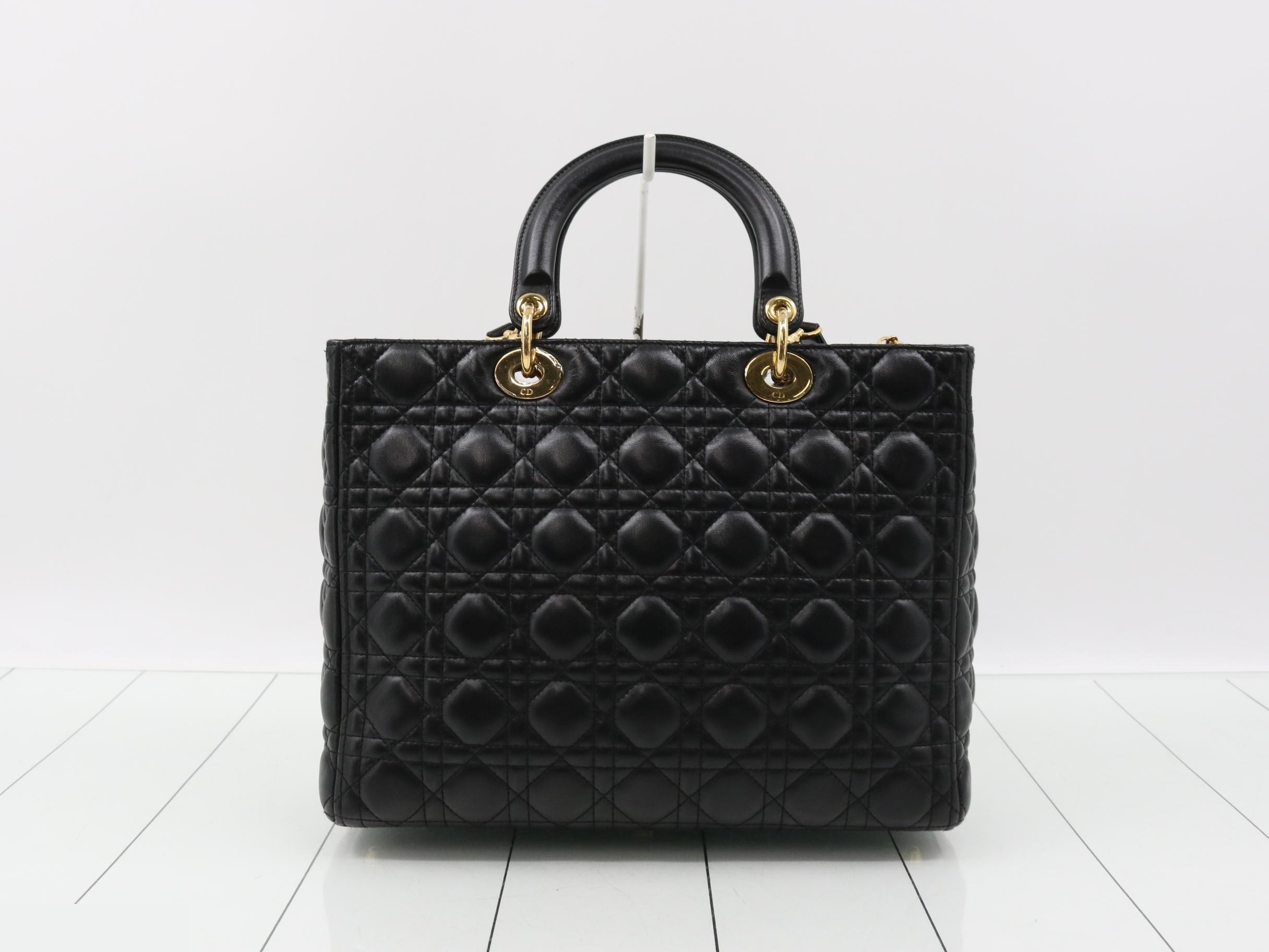 Lady Dior Canage Lamb 2-Way Shoulder/Handbag, Black — view 2