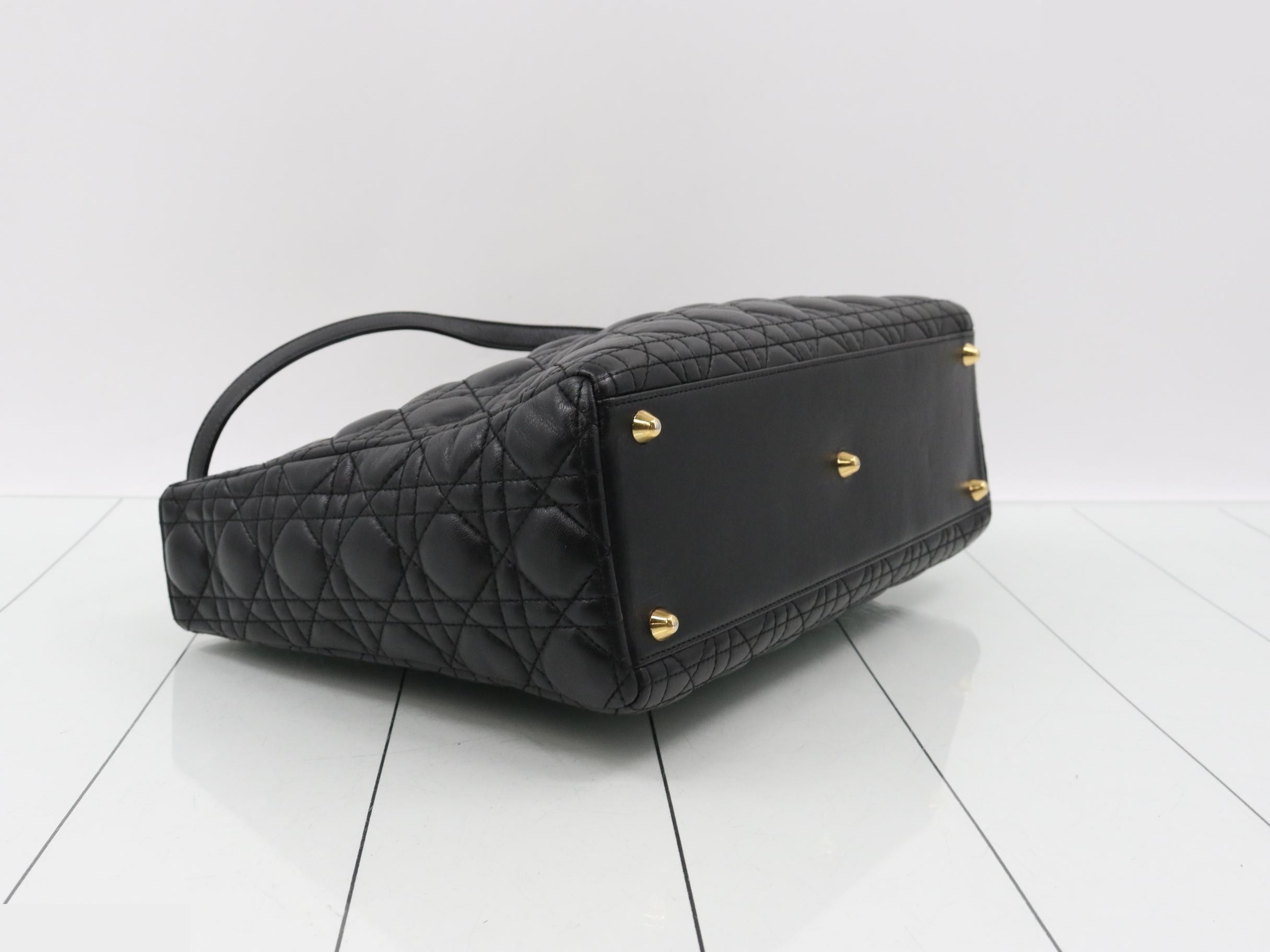 Lady Dior Canage Lamb 2-Way Shoulder/Handbag, Black — view 5
