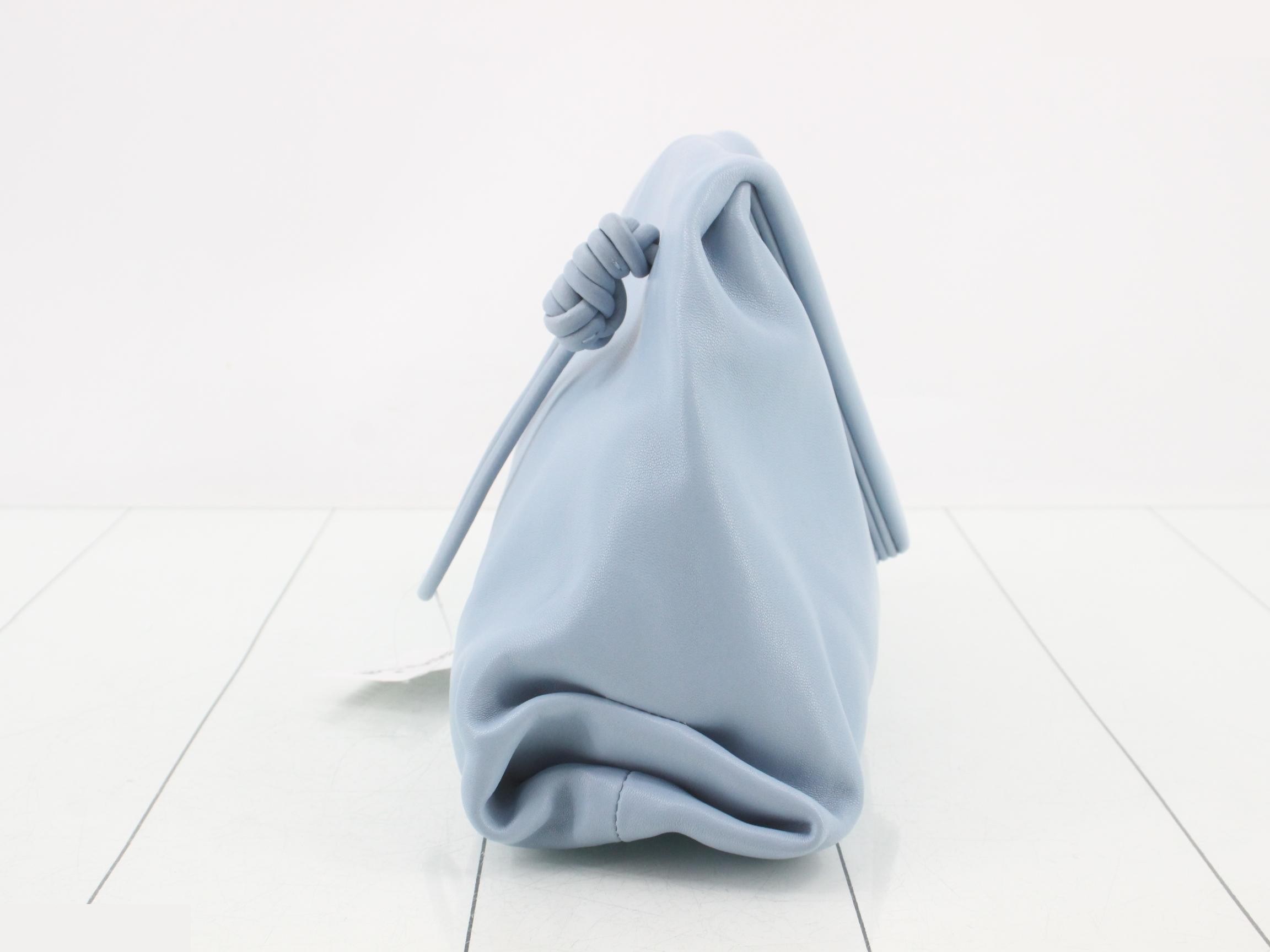 Clutch bag, light blue, leather, triangle design — view 4