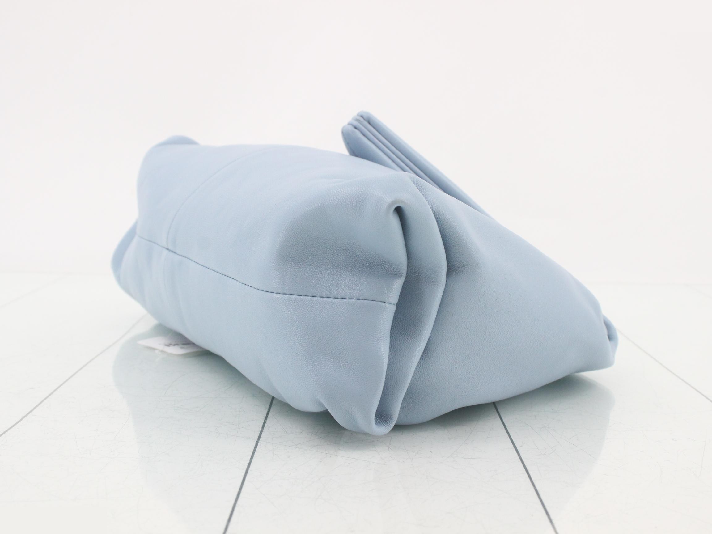 Clutch bag, light blue, leather, triangle design — view 6