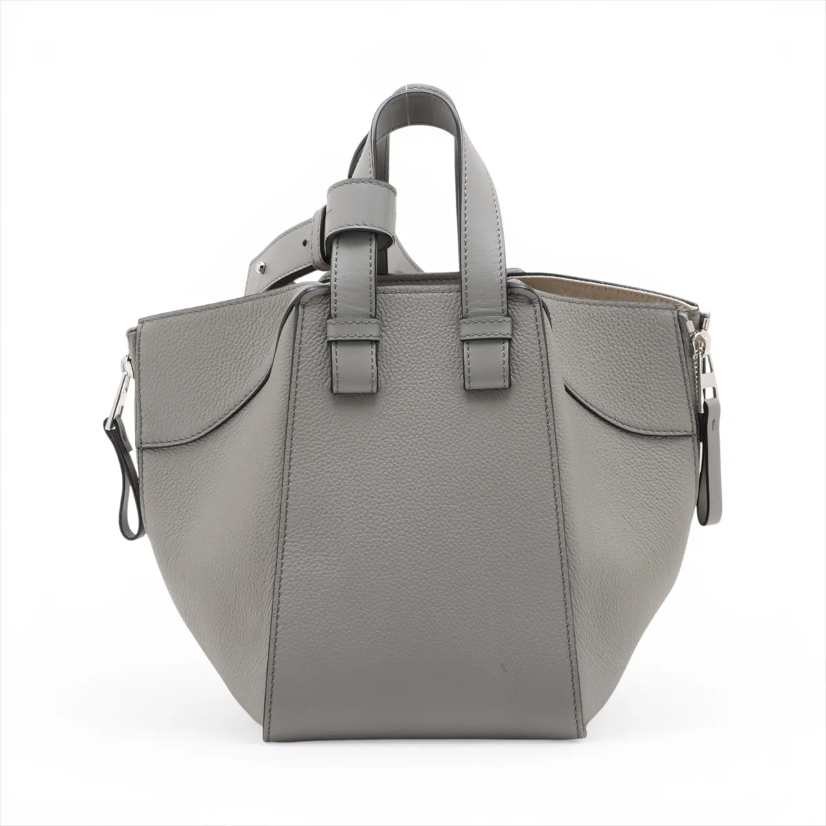 Hammock Compact Leather 2-Way Handbag, Gray — view 2