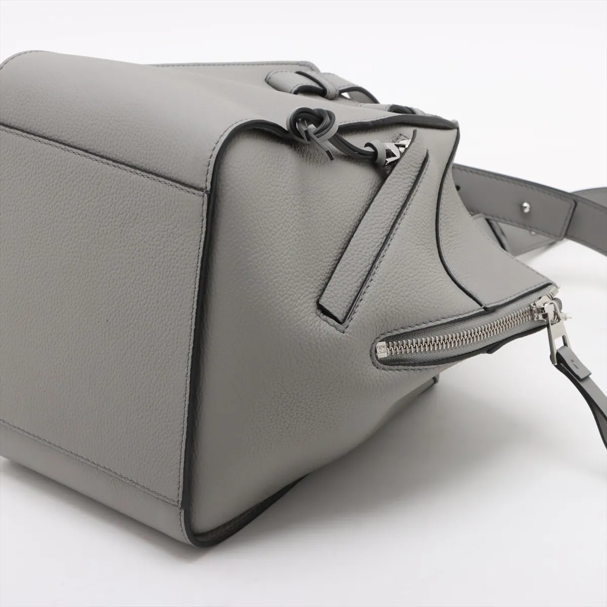 Hammock Compact Leather 2-Way Handbag, Gray — view 3