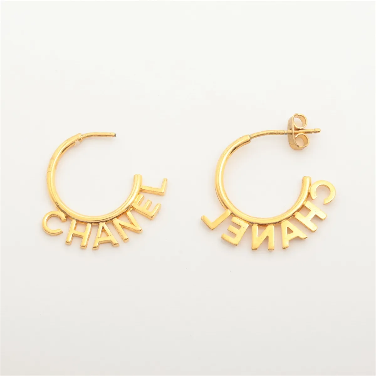logo earrings (for both ears), GP gold. — view 2