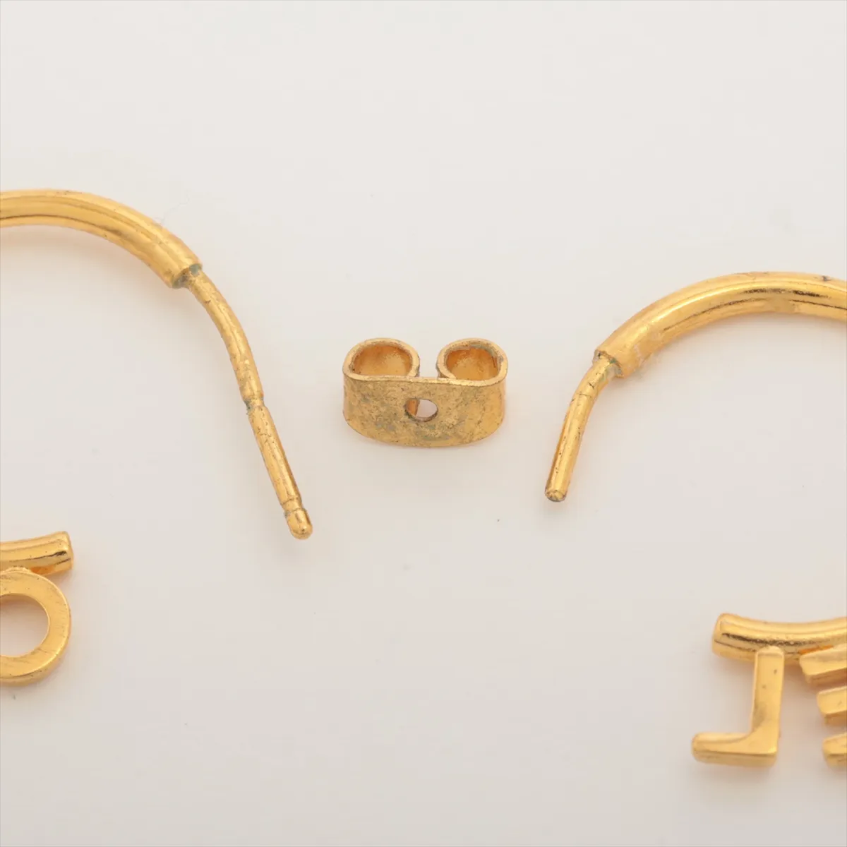 logo earrings (for both ears), GP gold. — view 4