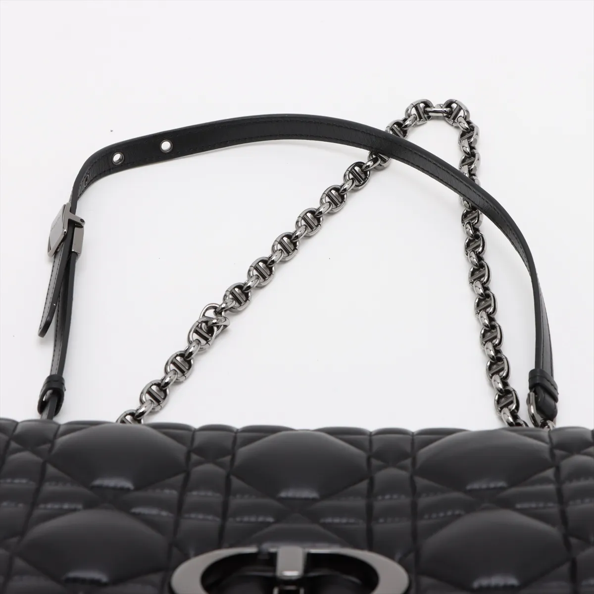 Cannage Caro Leather Chain Shoulder Bag Black — view 6