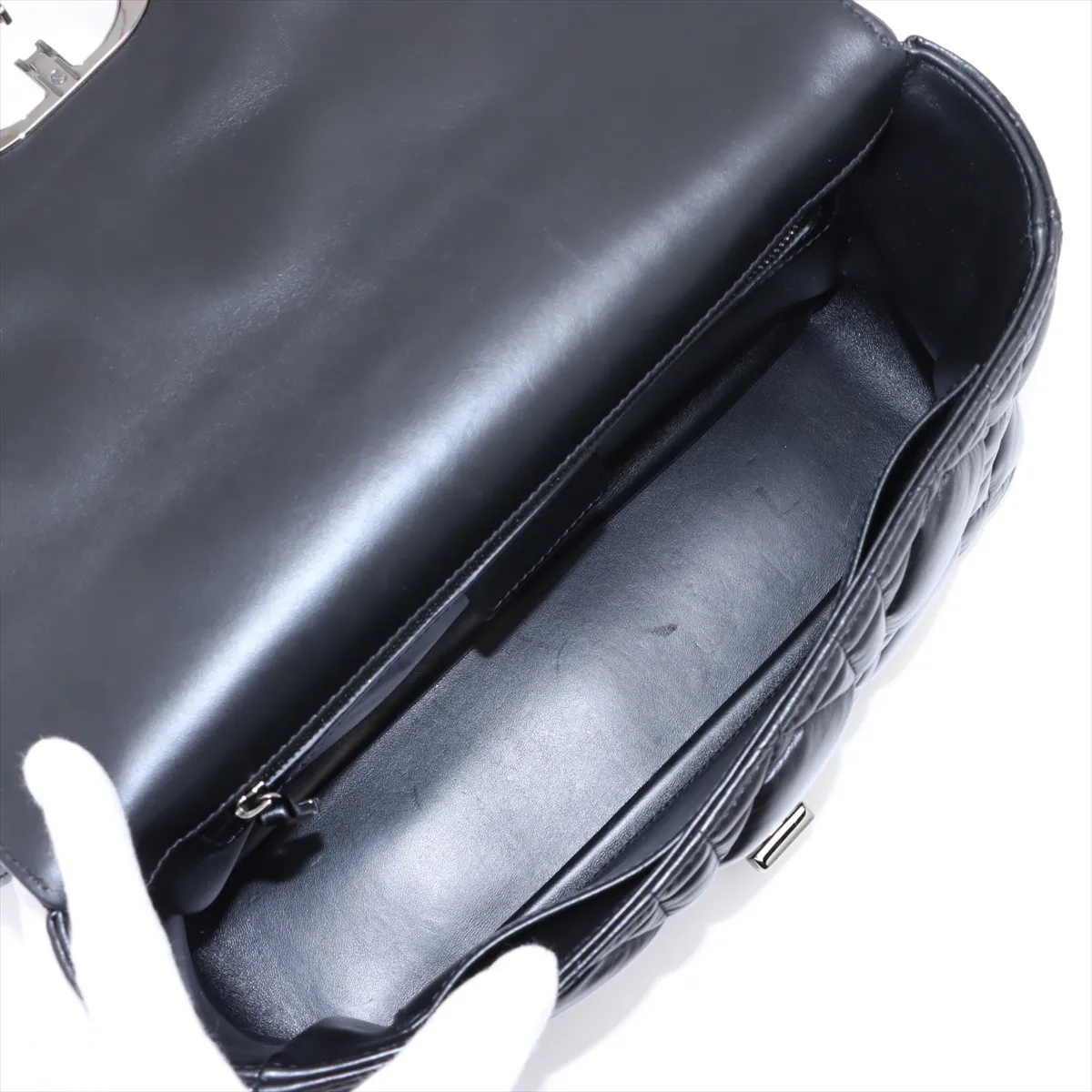 Cannage Caro Leather Chain Shoulder Bag Black — view 7