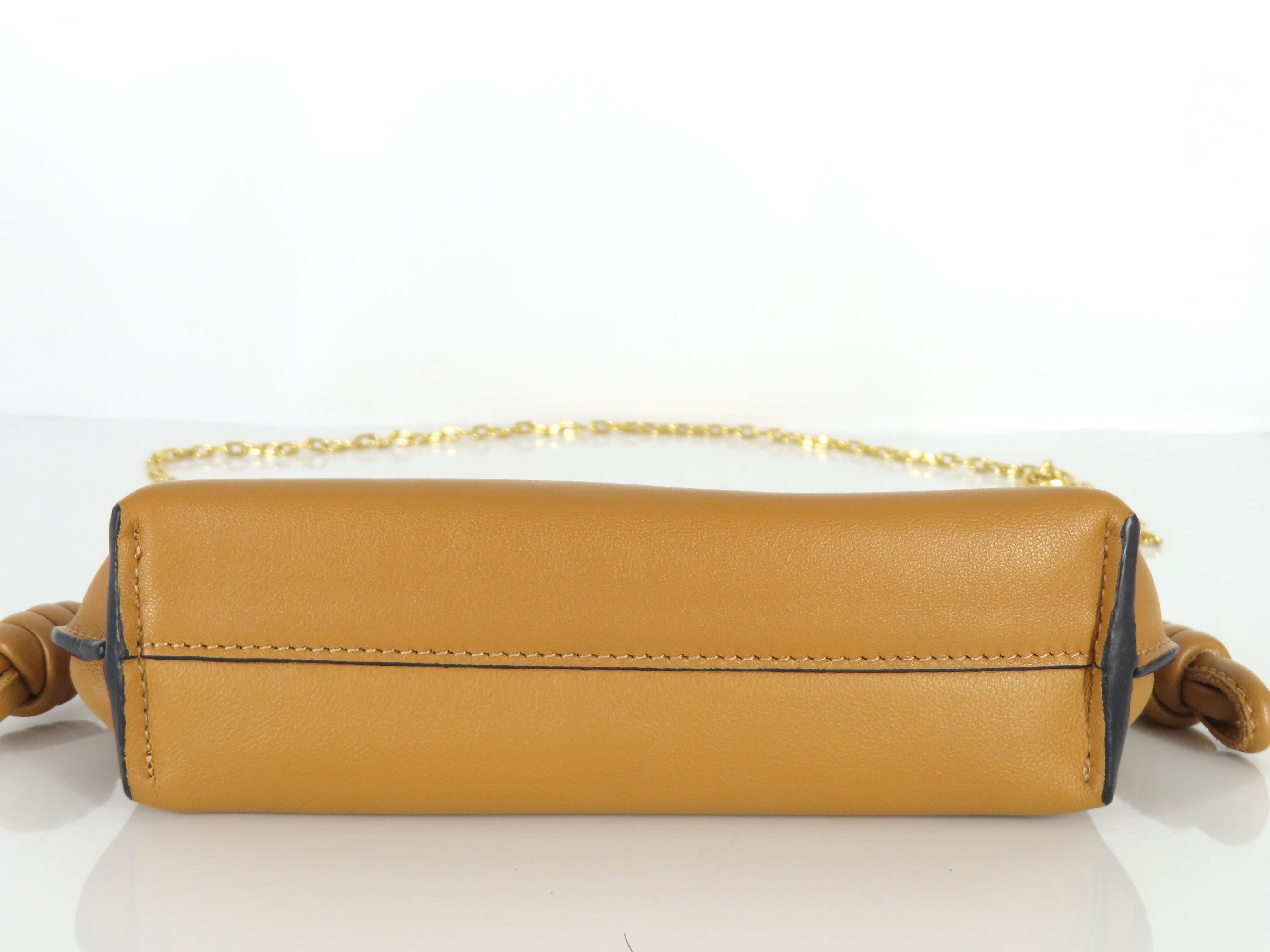 Flamenco Clutch Nano Leather Chain Shoulder Bag Brown Shoulder Bag — view 7