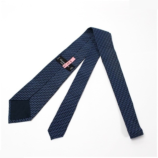 silk tie, logo pattern, navy, Trotter — view 2