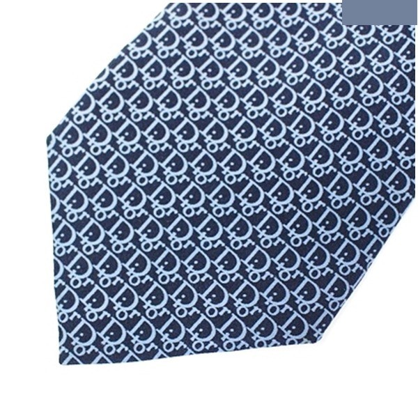 silk tie, logo pattern, navy, Trotter — view 4