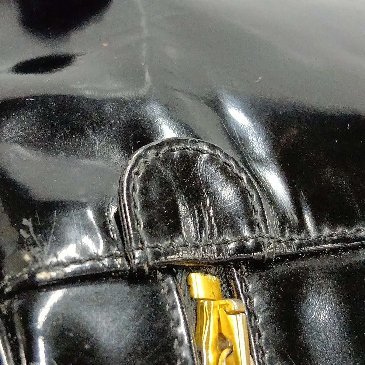Coco Mark Patent Leather Vanity Bag, Black with Gold Hardware, 4764772, Series 4 — view 12