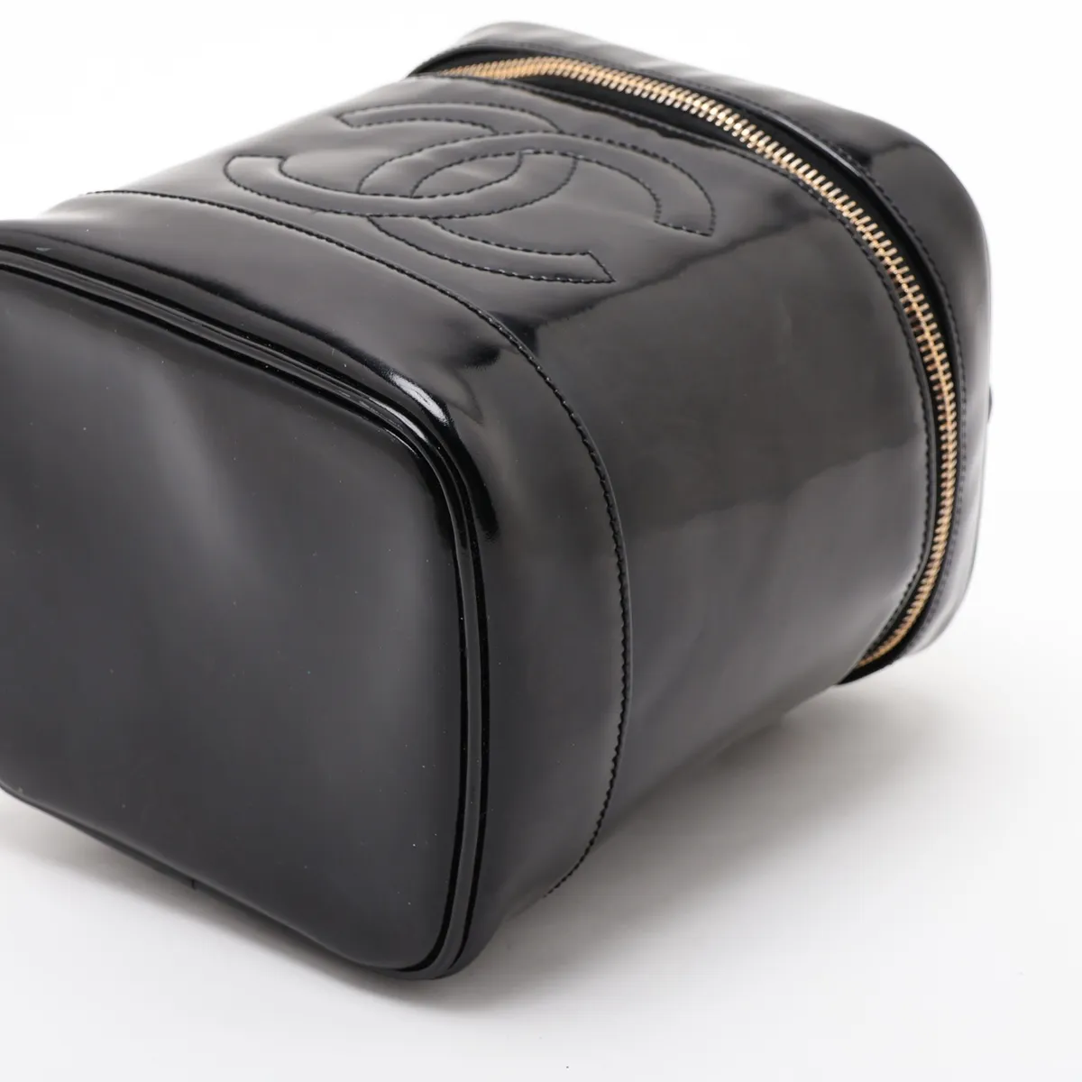 Coco Mark Patent Leather Vanity Bag, Black with Gold Hardware, 4764772, Series 4 — view 3
