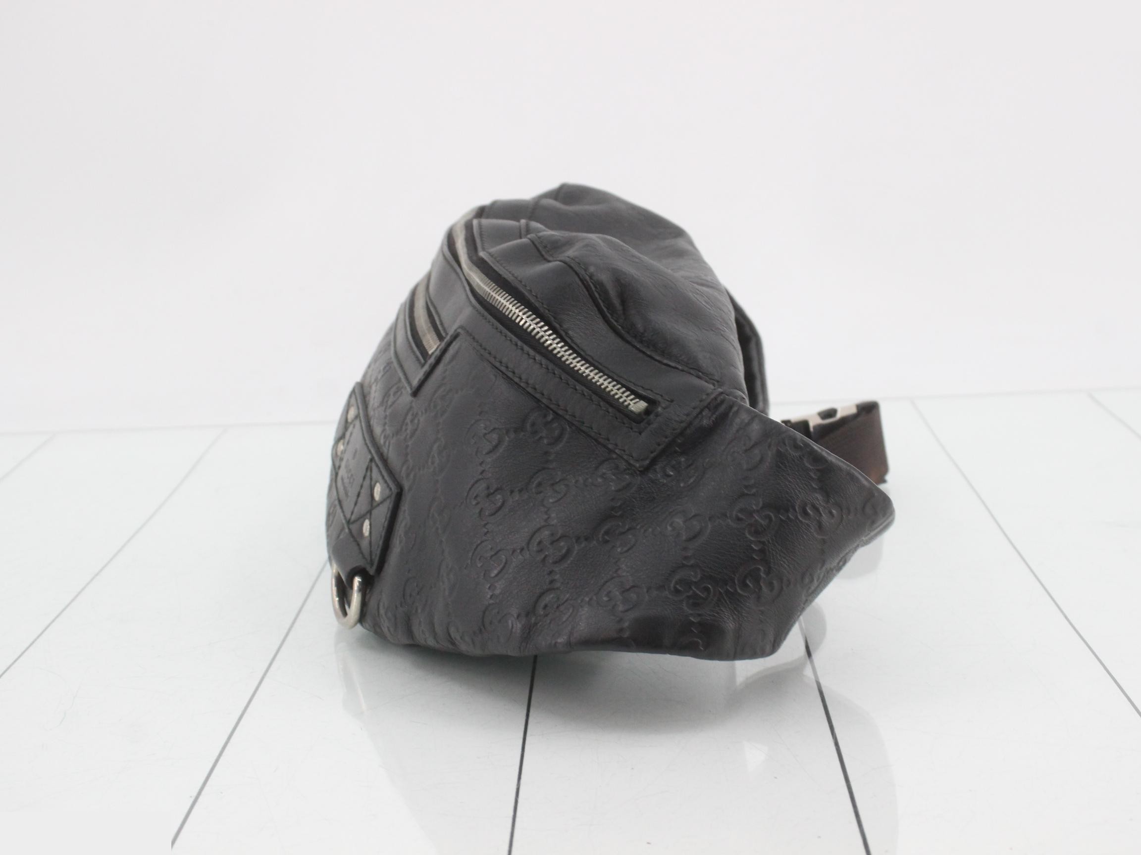 Guccissima Sherry Line Waist Bag/Body Bag, Leather, Black — view 3