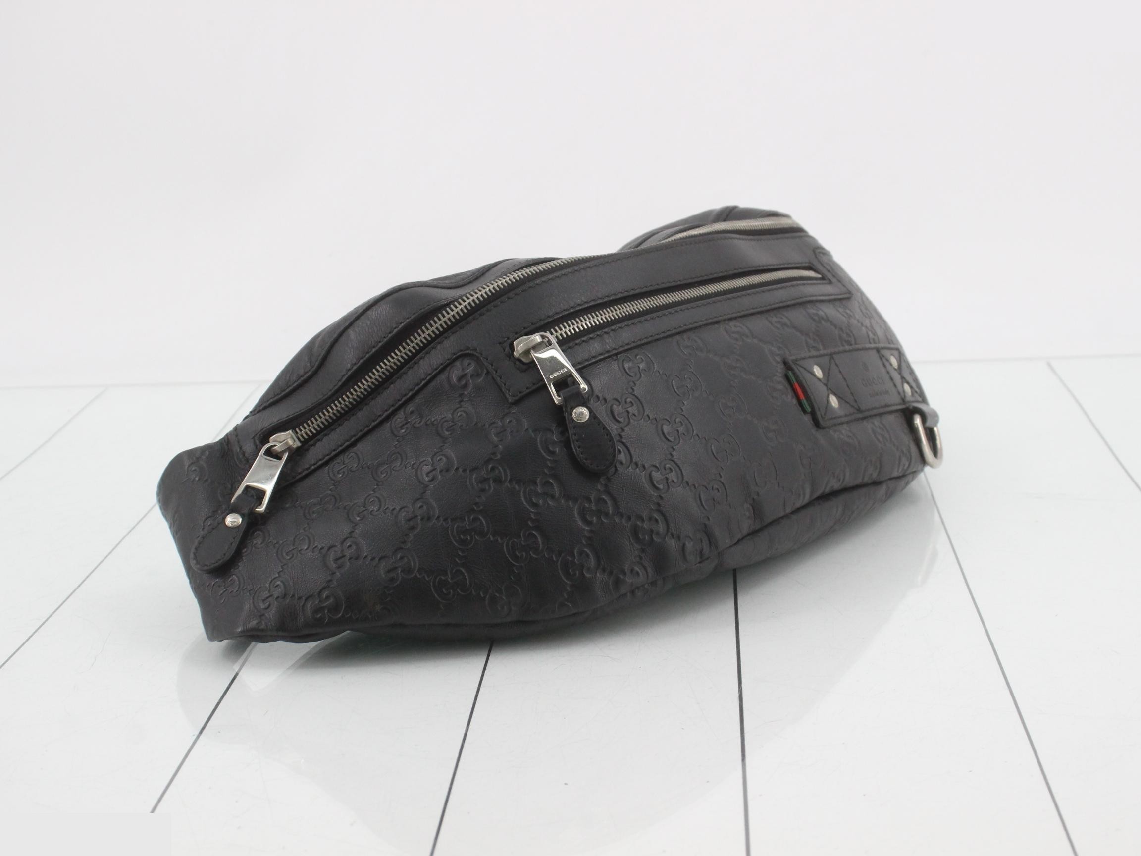 Guccissima Sherry Line Waist Bag/Body Bag, Leather, Black — view 5