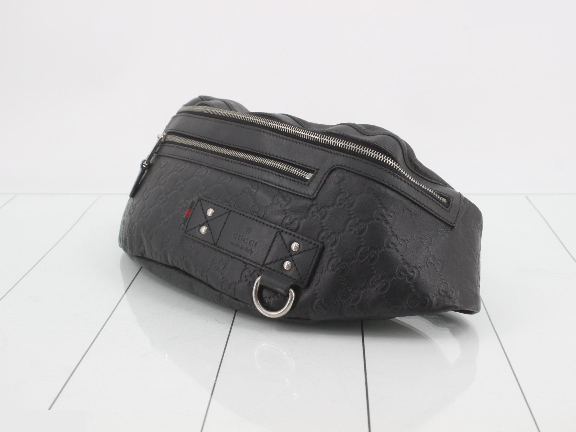 Guccissima Sherry Line Waist Bag/Body Bag, Leather, Black — view 6