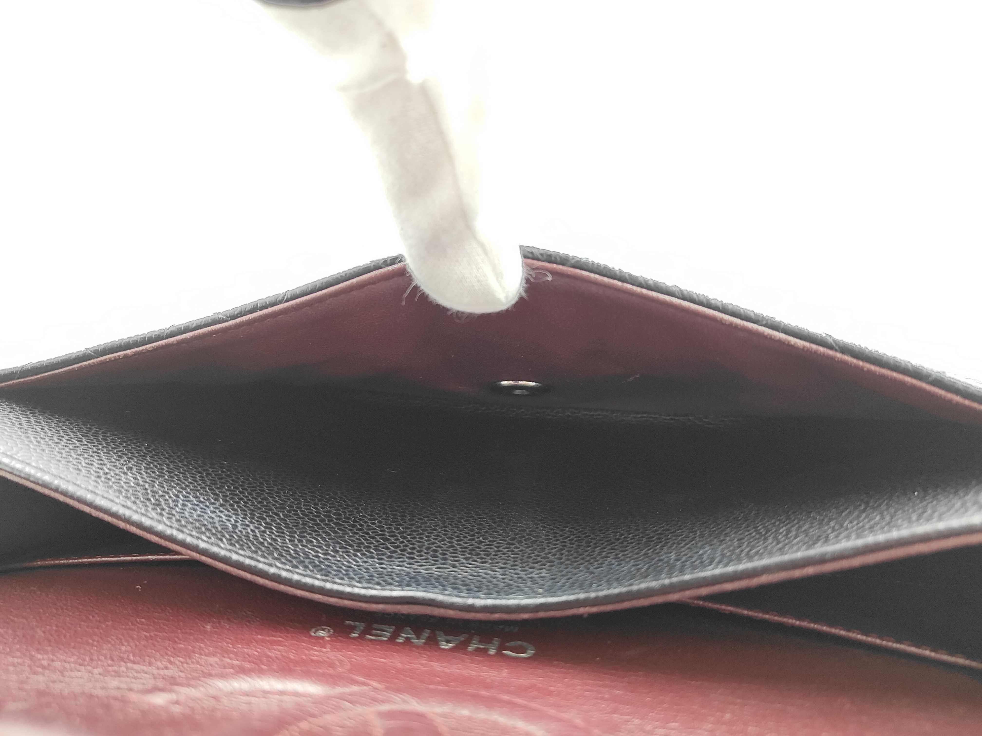 Caviar Skin Black Double Flap Shoulder Bag with Silver Hardware — view 13