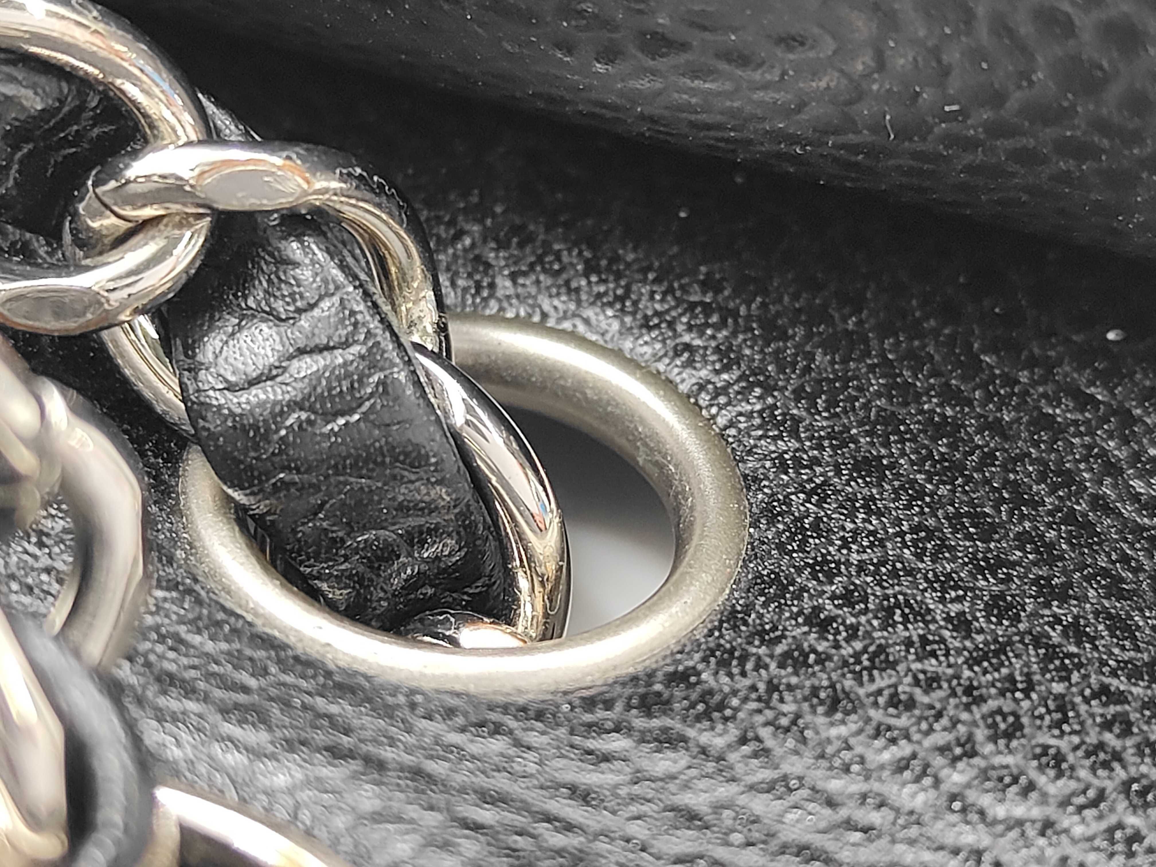 Caviar Skin Black Double Flap Shoulder Bag with Silver Hardware — view 9