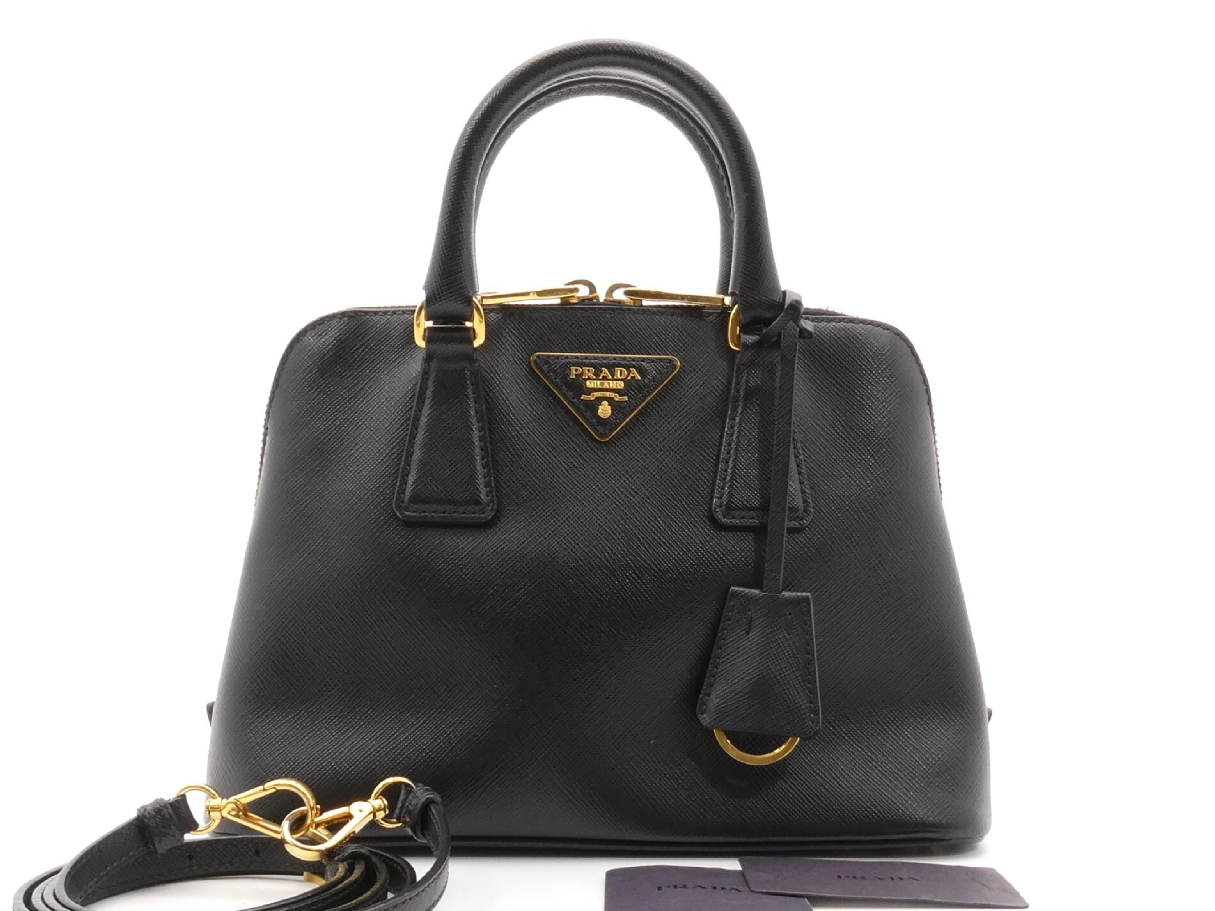 Logo Plate Saffiano Leather 2-Way Handbag
